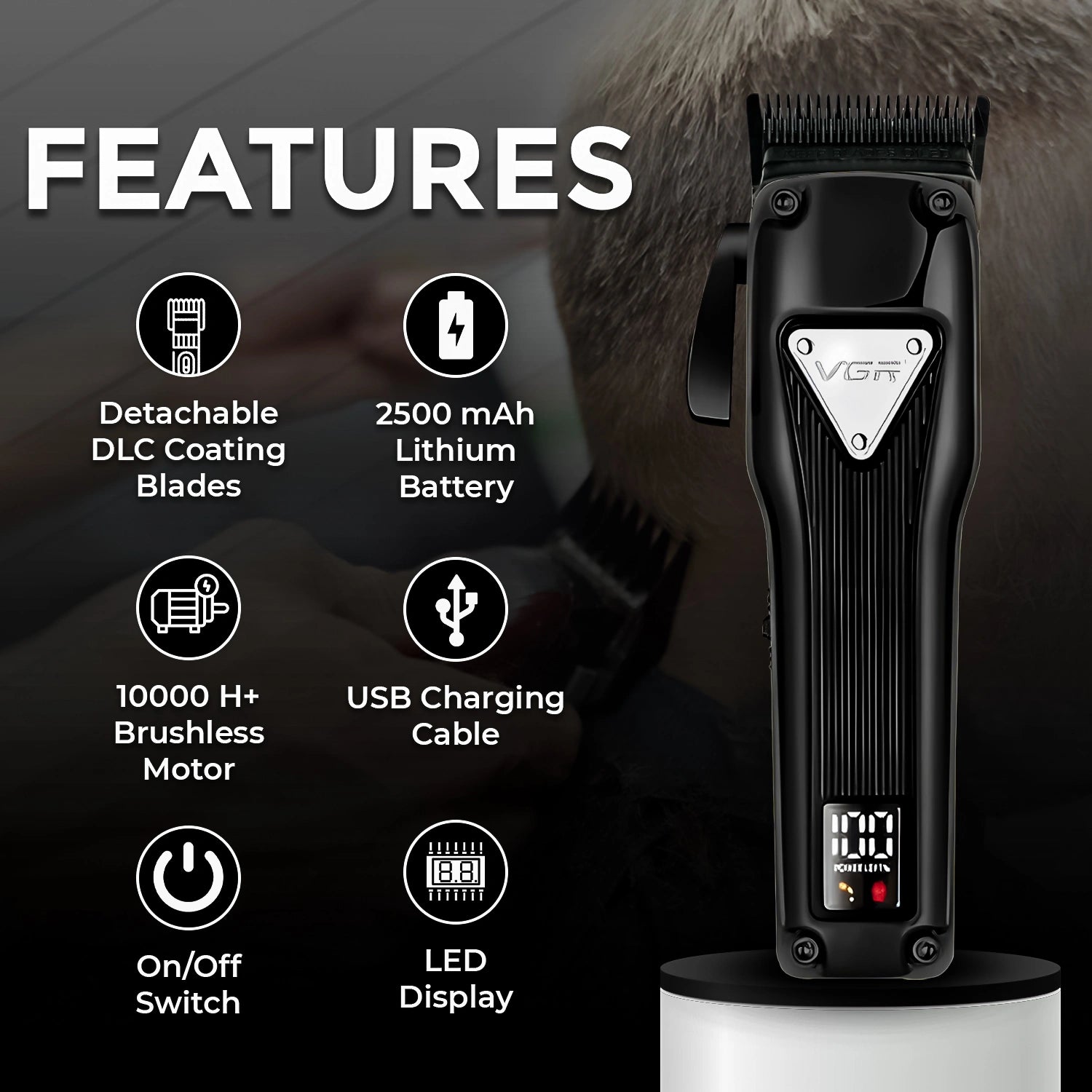 VGR V-137 Professional Cord/Cordless Hair Clipper for Men's (Gold/Black)