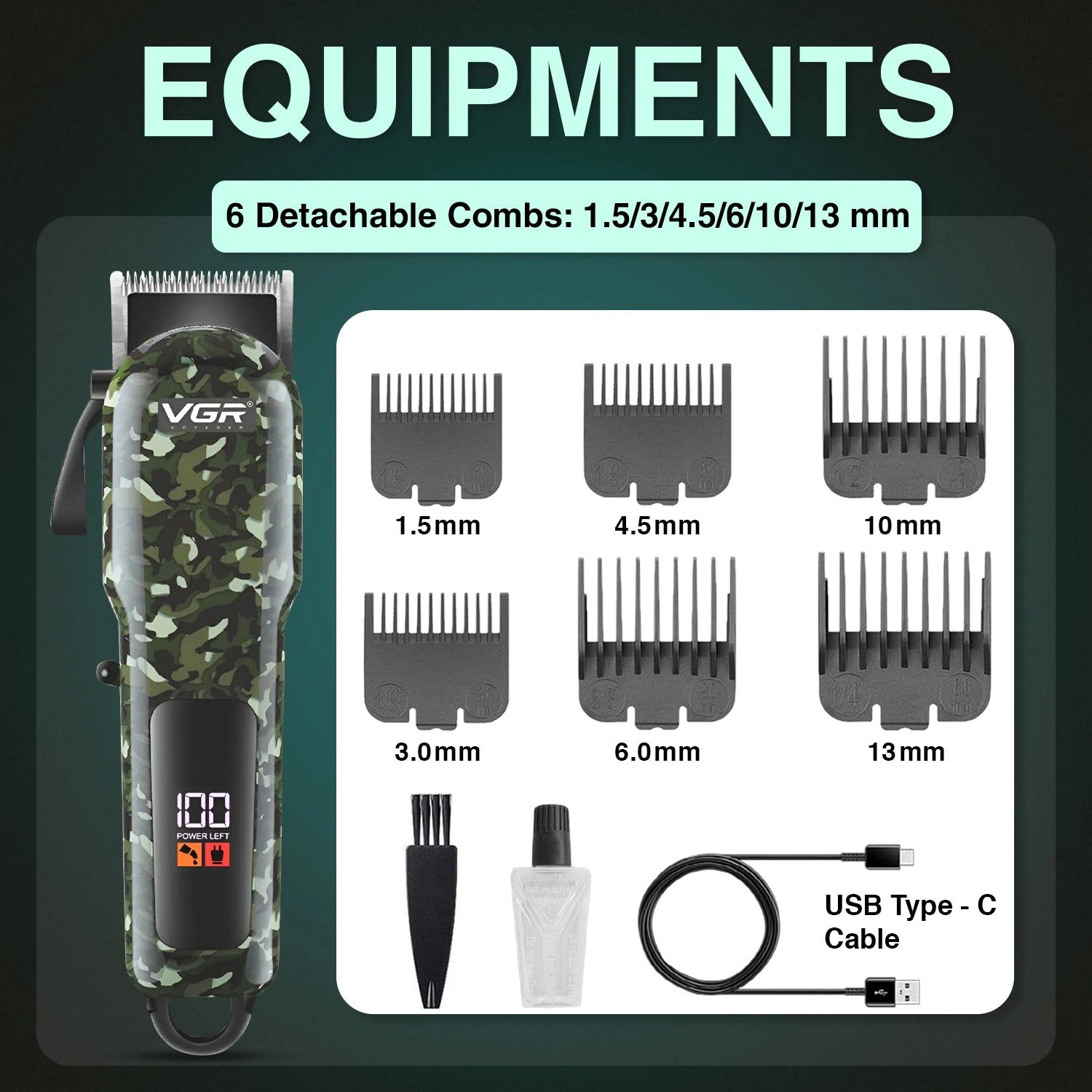 VGR VL-665 Limited Edition Hair Clipper For Men, Camouflage