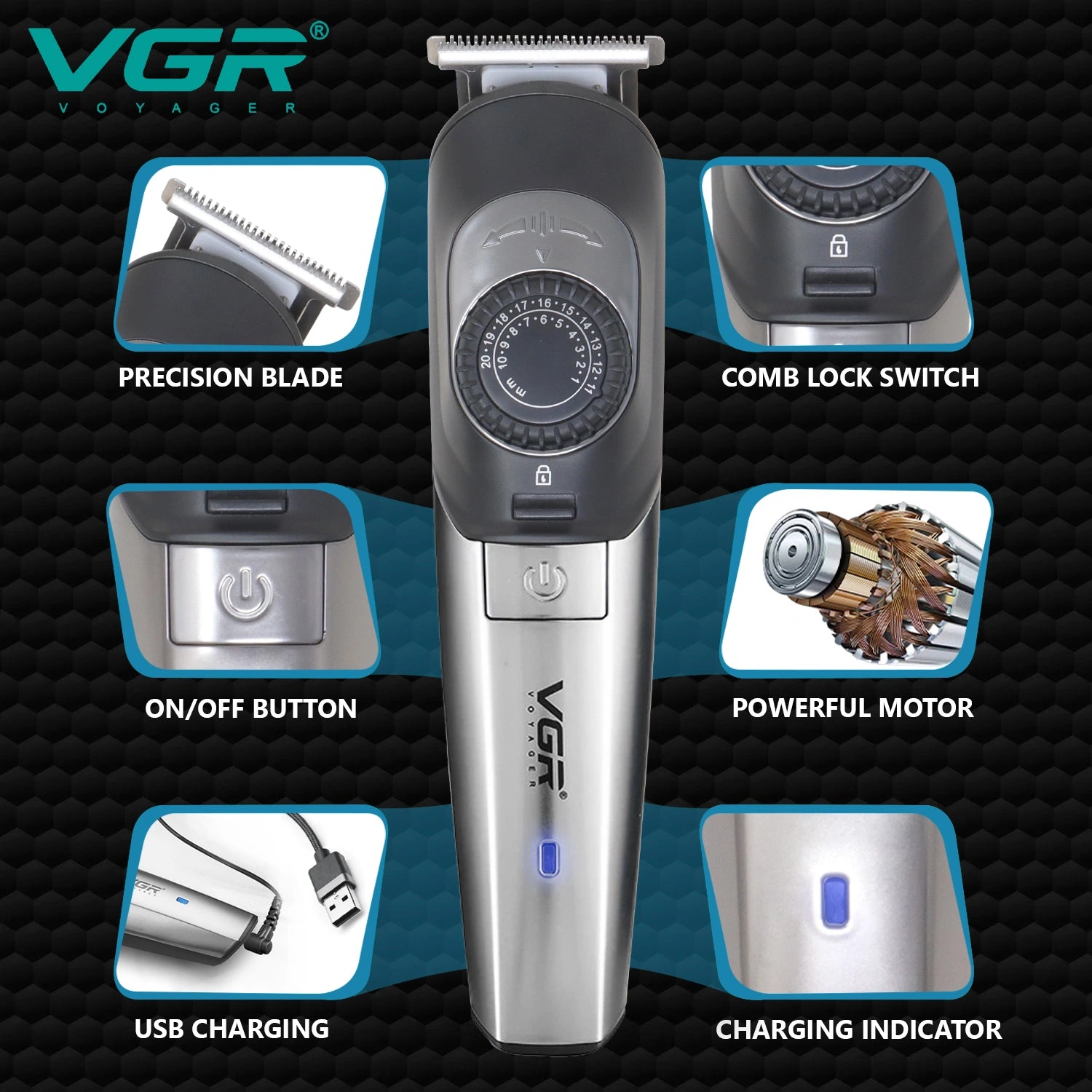 VGR V-088 Hair Trimmer For Men, Silver