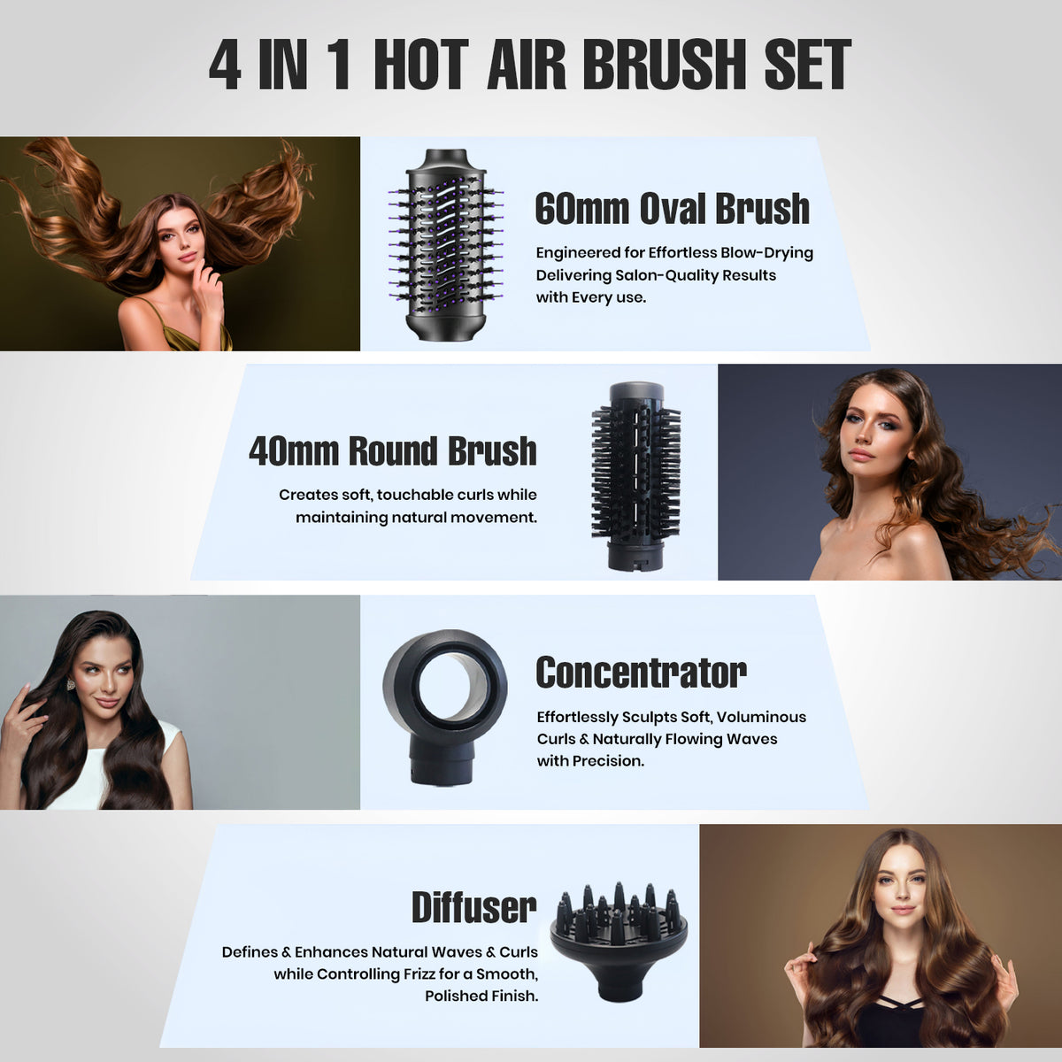 VGR V-484 Professional 4 in 1 Hot Air Brush (Purple)
