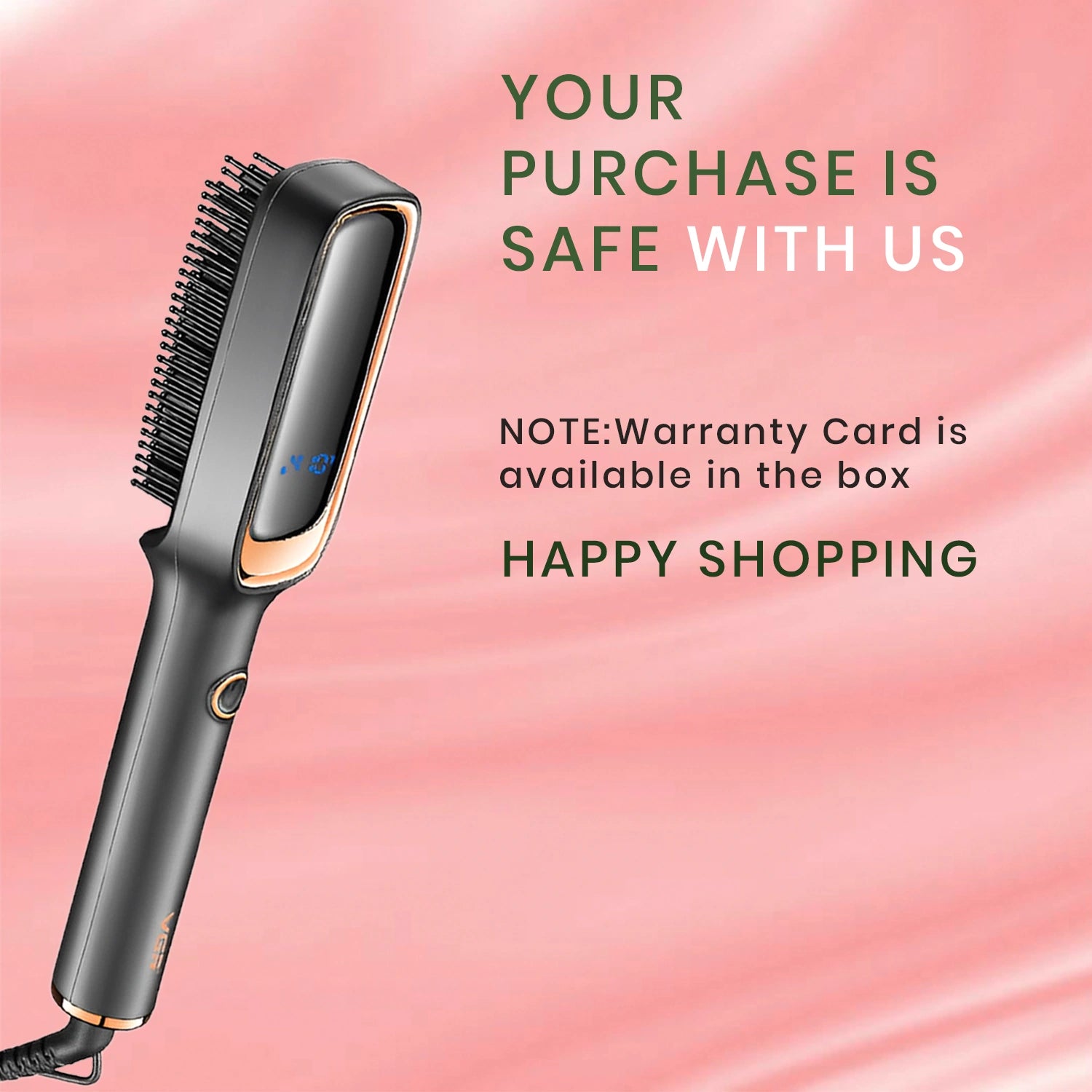VGR V-560 Professional Ceramic Coating Comb & Hair Straightener Brush (Black)