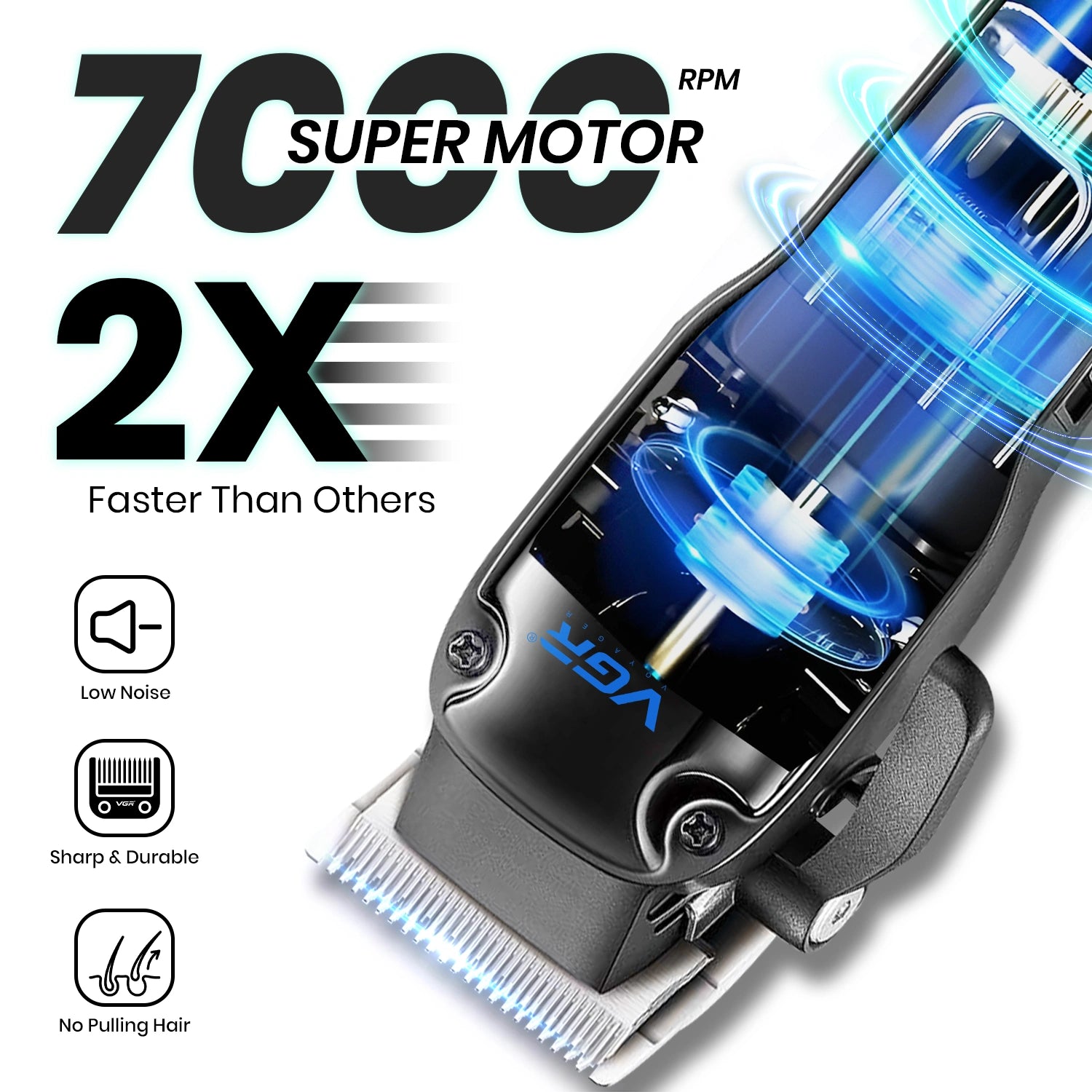 VGR V-013 Professional Clipper 200 min Runtime 12 Length Settings (Green, Black)