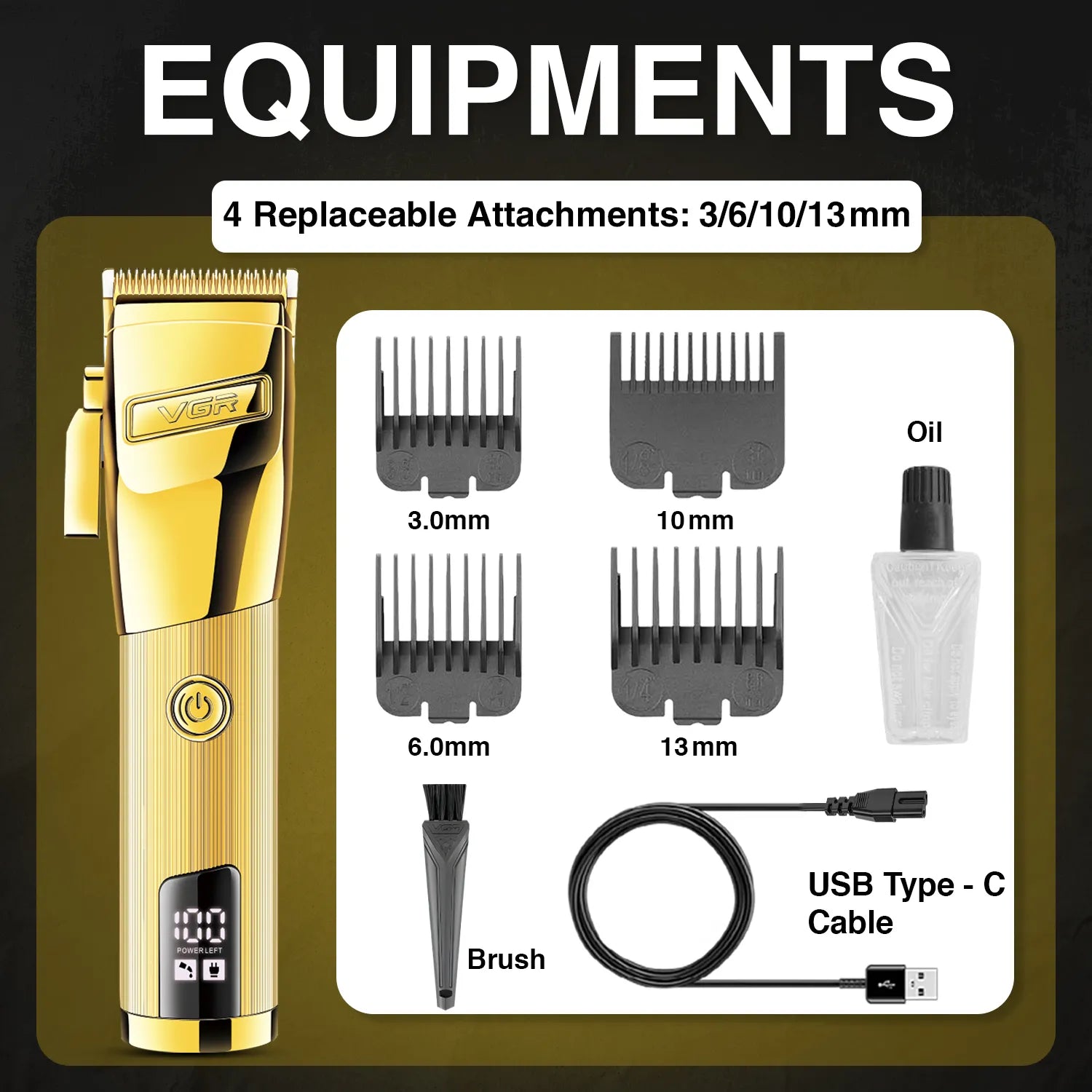 VGR V-681 Hair Clipper For Men, Gold