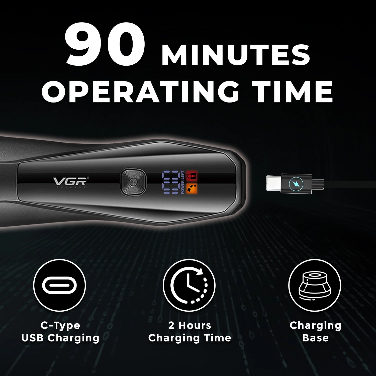 VGR V-938 Professional Cord/Cordless Body Trimmer for full-body grooming (Black)