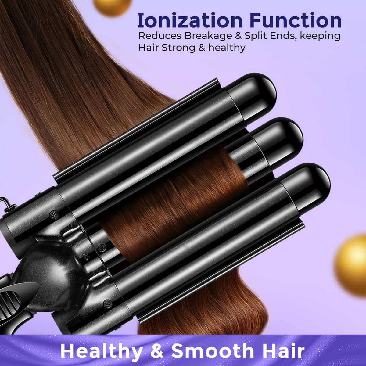 VGR V-590 Professional 3-Barrel Curling Iron with 3-Barrel Ceramic Plates, Purple & Black