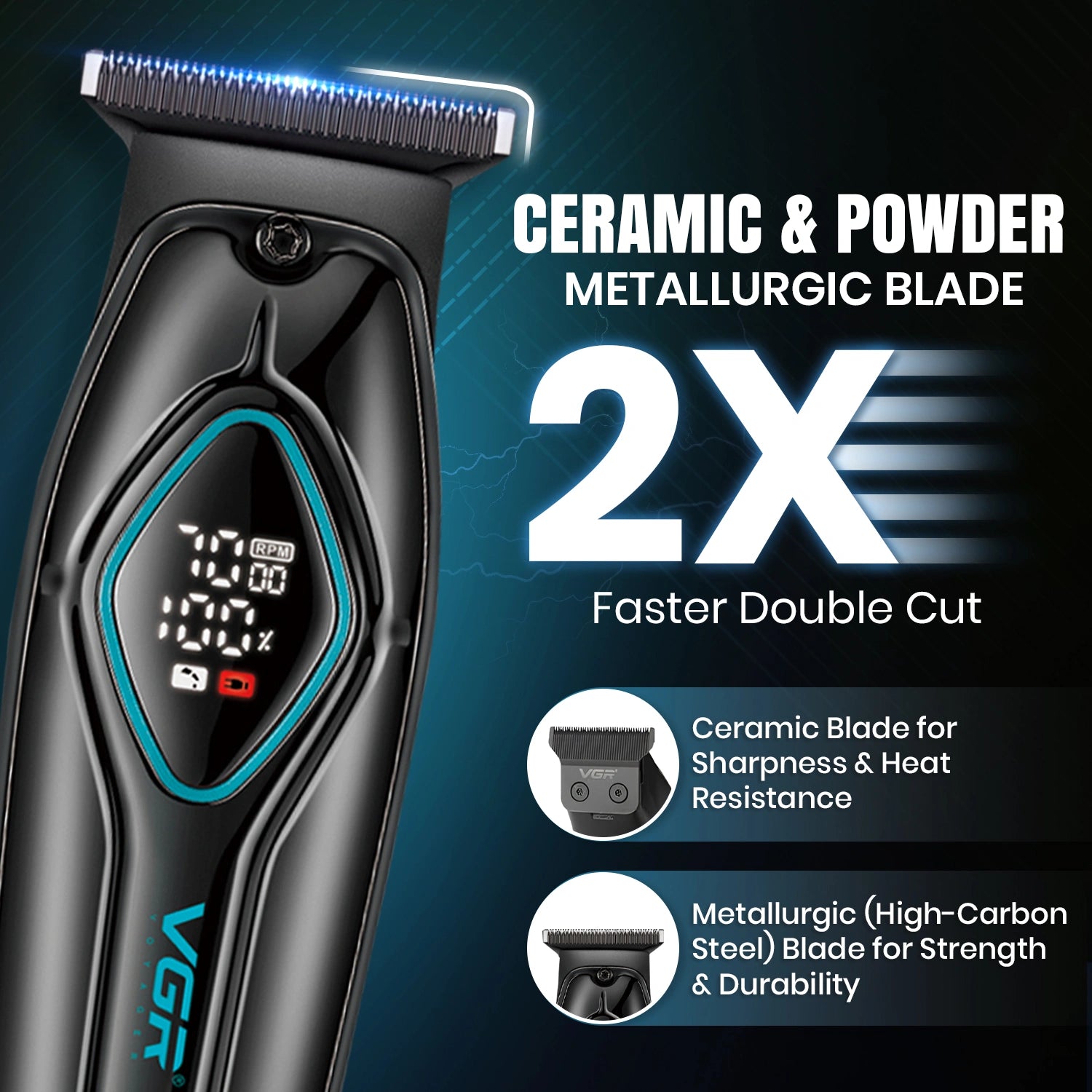 VGR V-945 Professional Trimmer 180 min Runtime 4 Length Settings (Black)