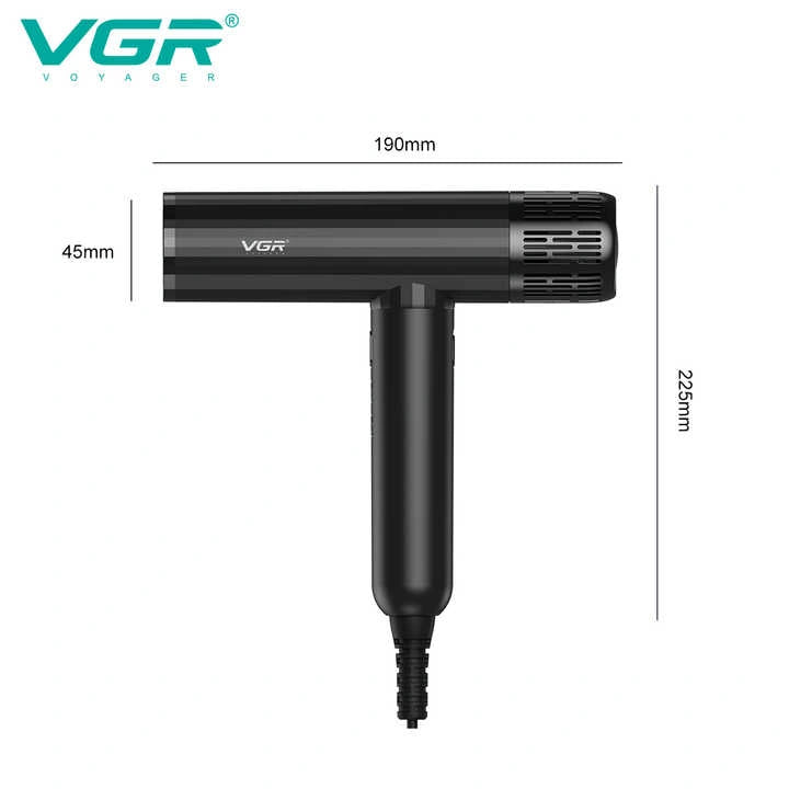 VGR V-427 Professional Hair Dryer, High-Speed 110000 RPM BLDC Motor, 1900W (Black)