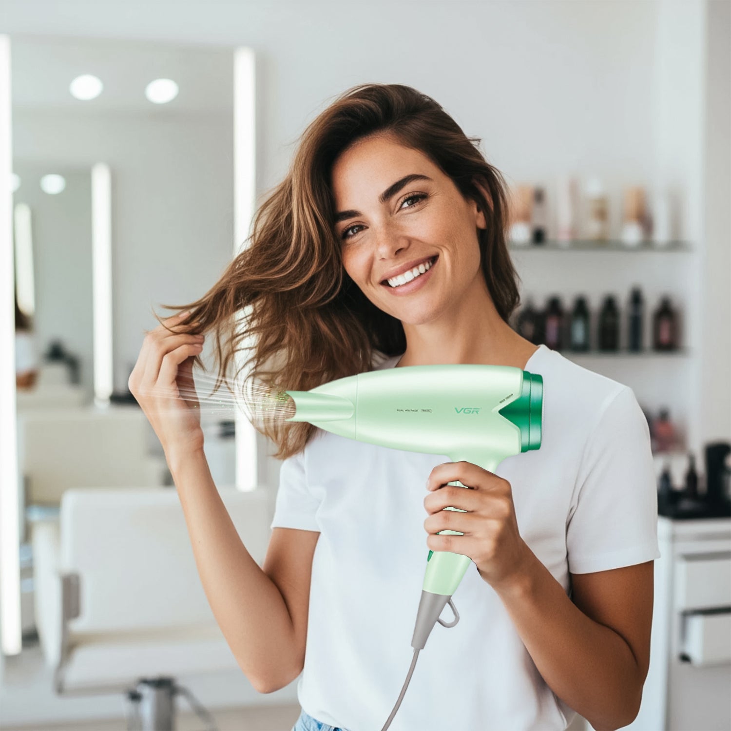 VGR V-428 Foldable Hair Dryer, 1200/1600W DC Motor, Dual Voltage, 2 Speed Settings, Travel-Friendly (Pink)