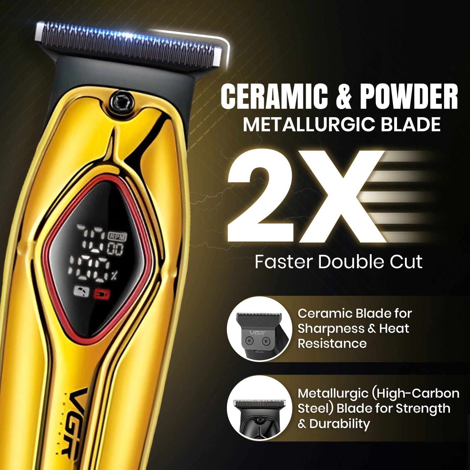 VGR V-945 Professional Trimmer 180 min Runtime 4 Length Settings (Black)