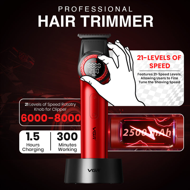 VGR V-001PRO & V-977 Professional Barber Combo , Red