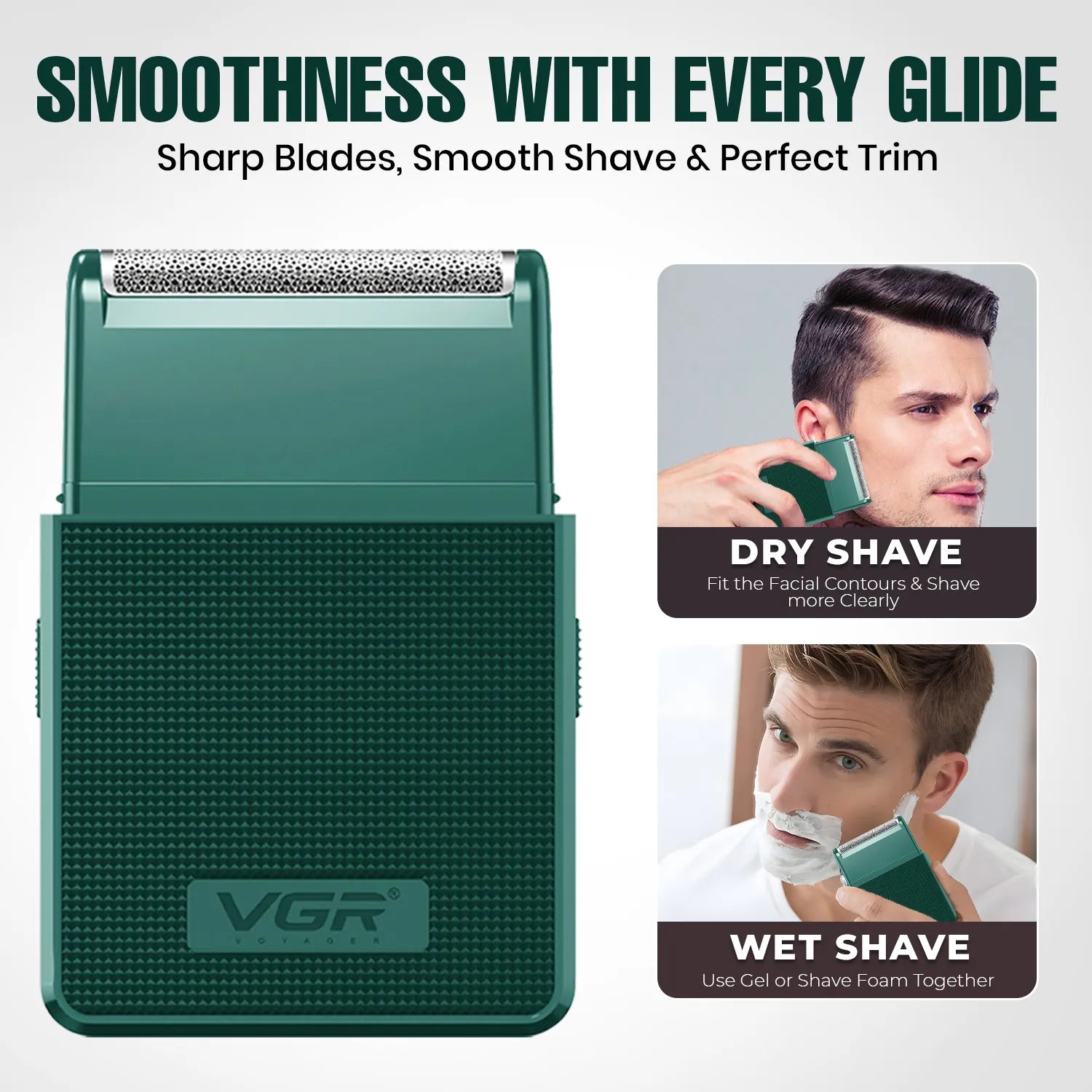 VGR V-376 Professional Pocket Size Shaver For Men (Green)