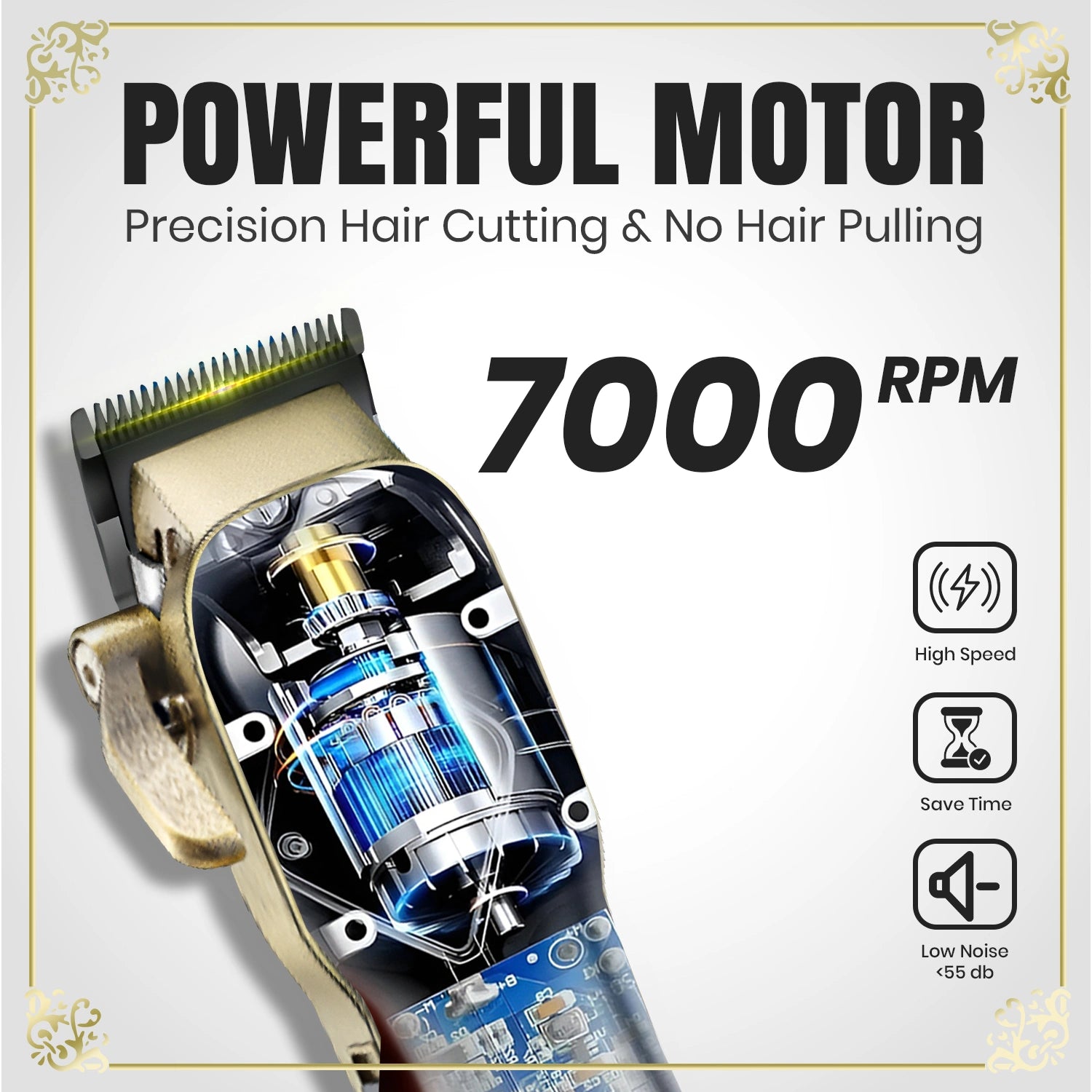 VGR V-027 Professional Cord/Cordless Hair Clipper for Men's (Gold)