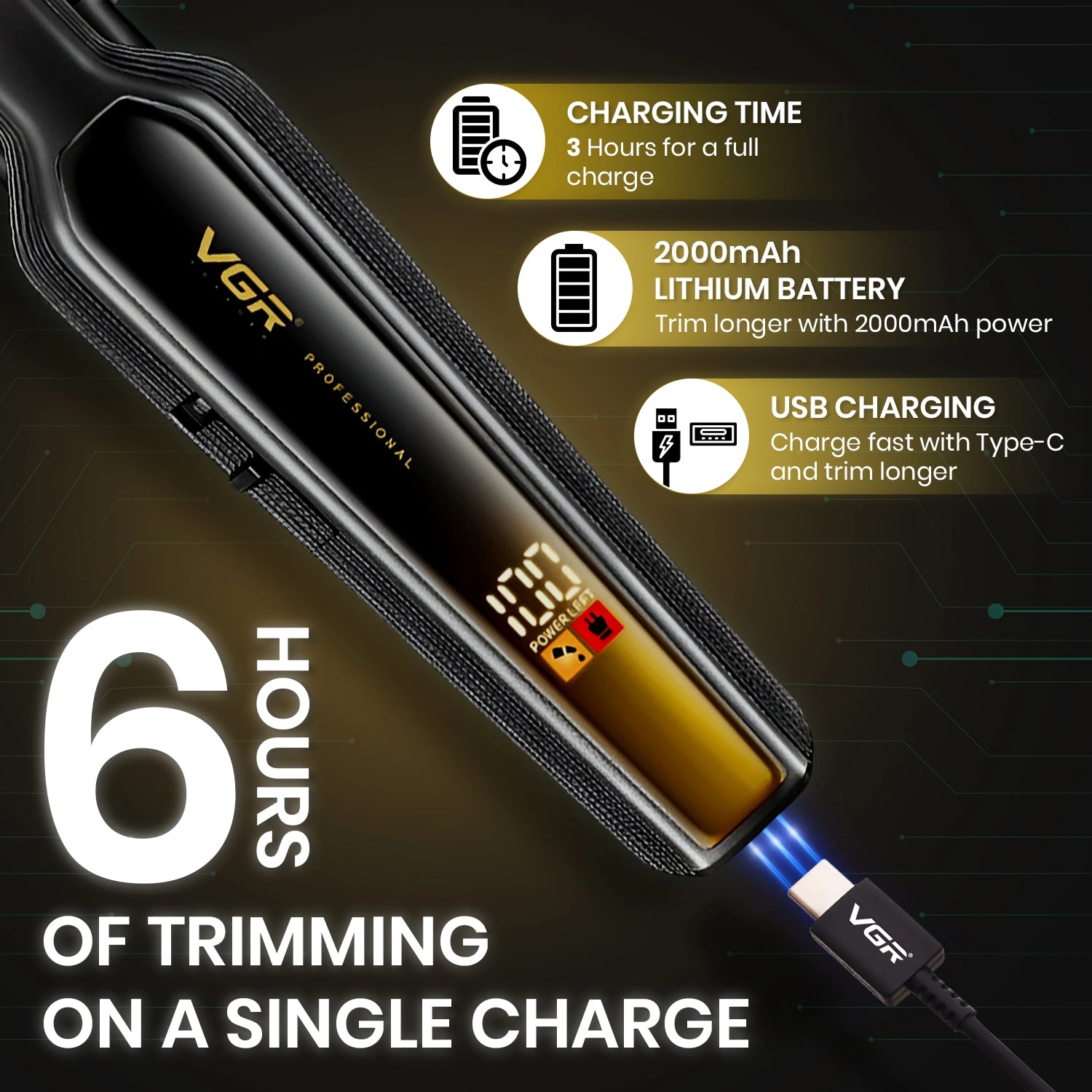 VGR V-930 Professional Cord/Cordless Hair Trimmer for Men's & Boy's