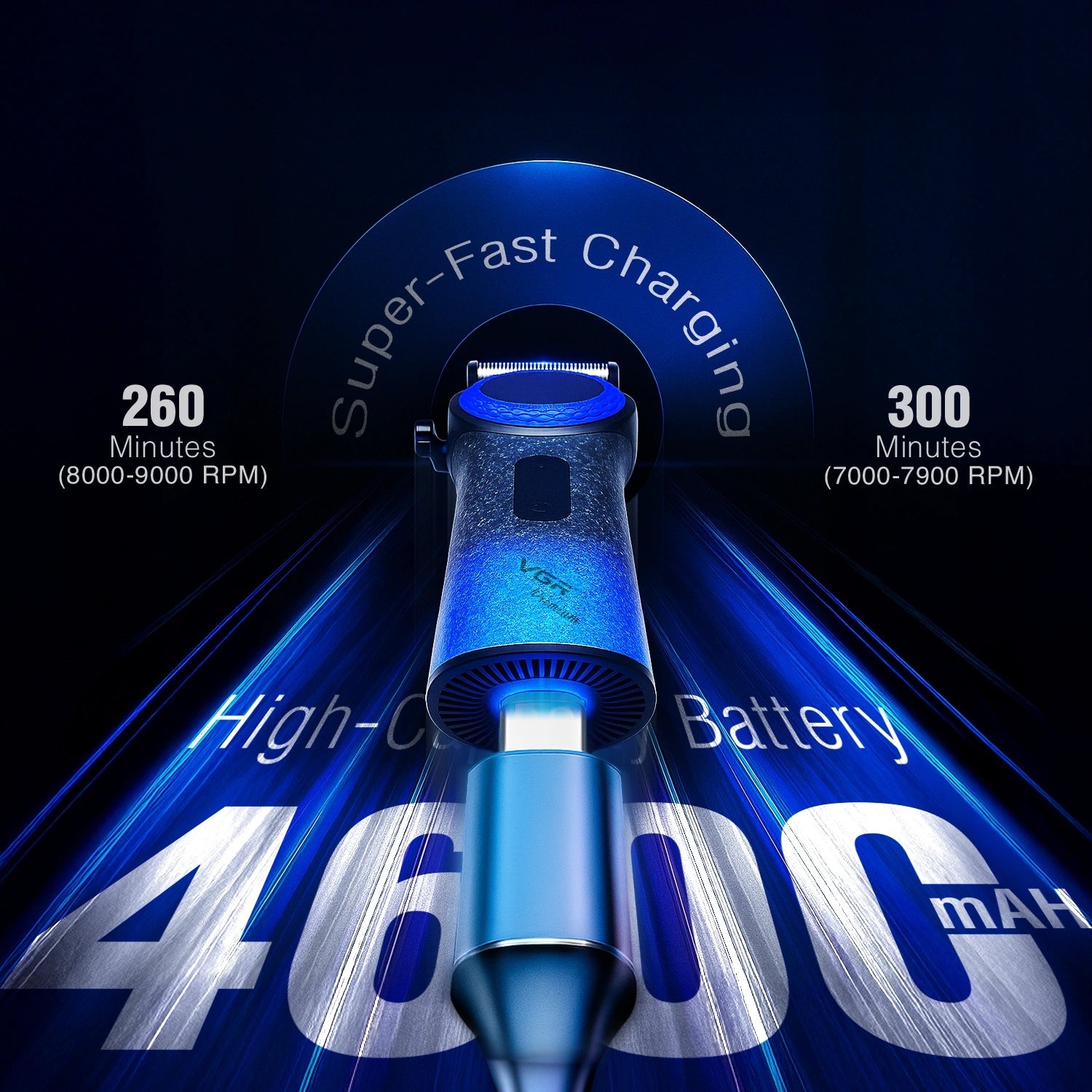 VGR V-001 Professional Hair Clipper - Blue Edition