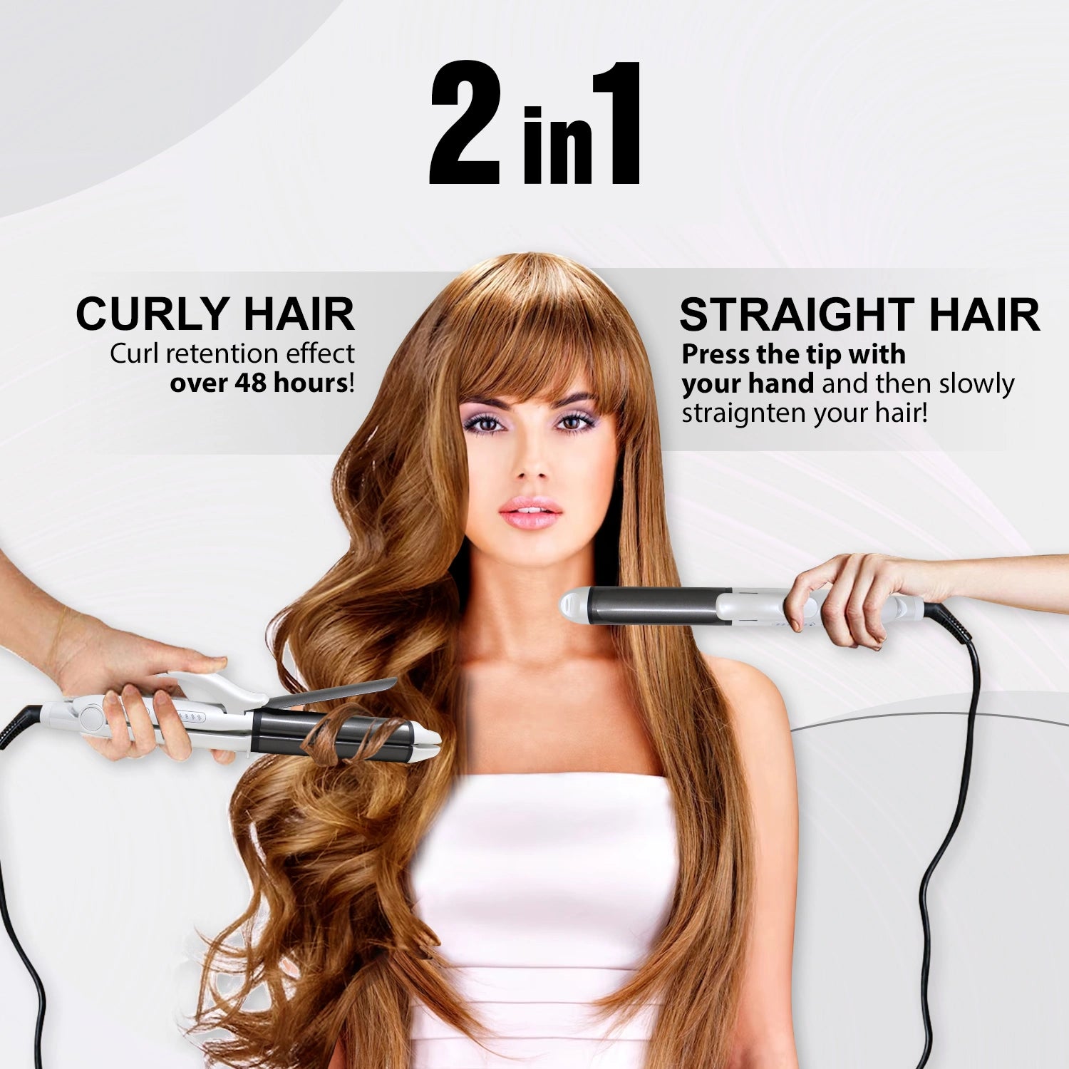 VGR V-558 2 In 1 Hair Straightener And Curler, White