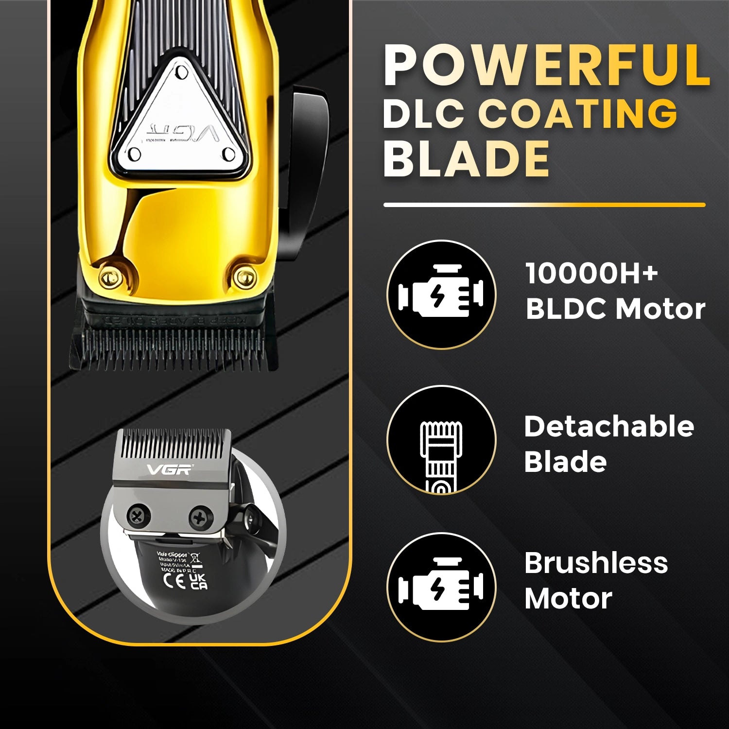 VGR V-137 Professional Cord/Cordless Hair Clipper for Men's (Gold/Black)
