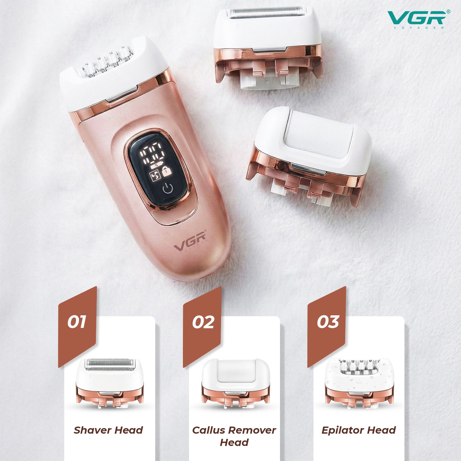 VGR V-762 Professional 3-IN-1 Lady Epilator for Women