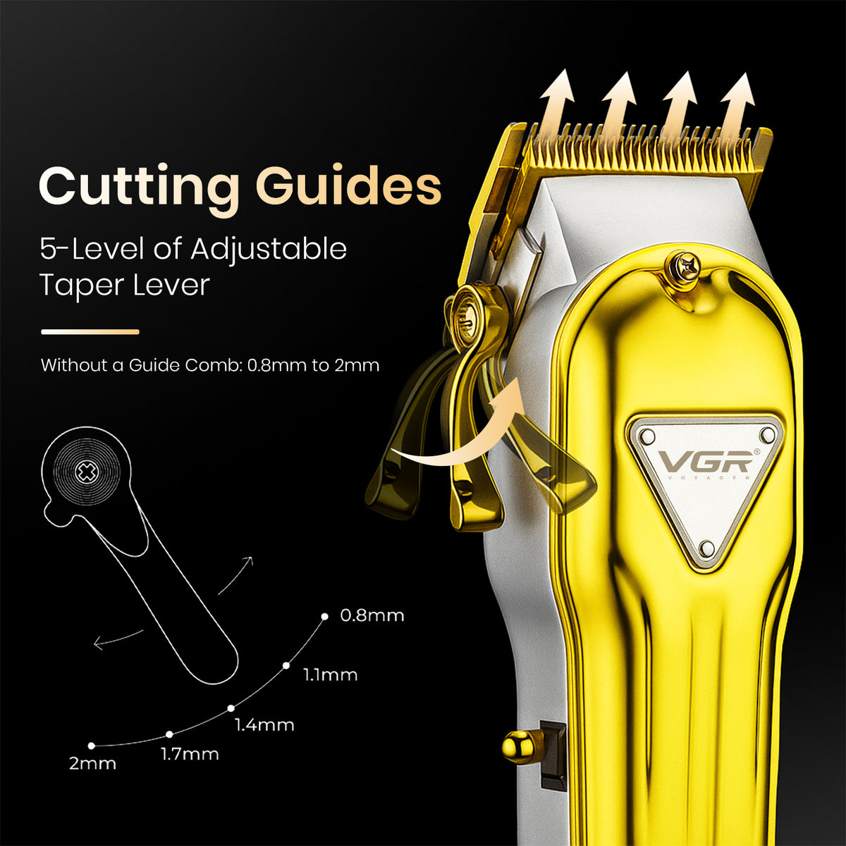 VGR V-140 Professional Hair Clipper For Salon & Men with 300 Min Runtime, Gold