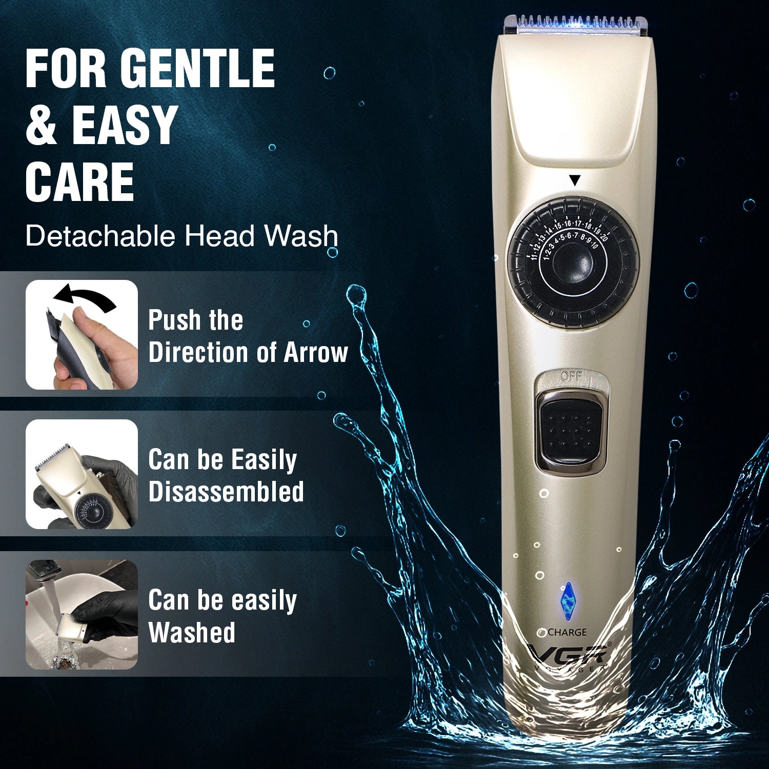 VGR V-031 Hair Trimmer For Men, Silver