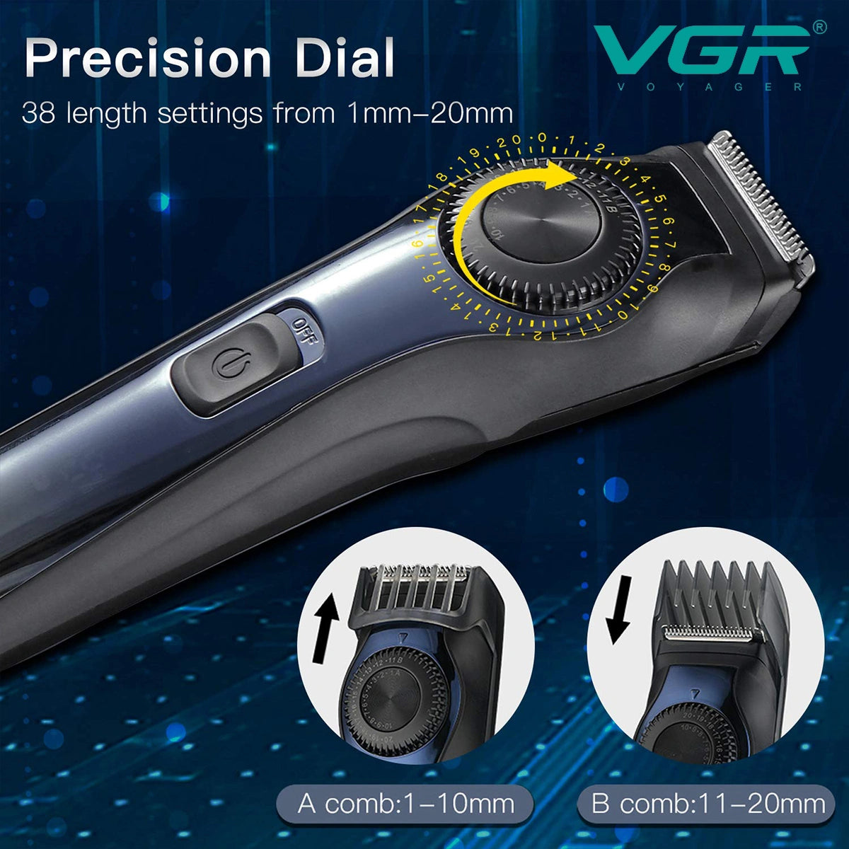 VGR V-080 Hair Trimmer For Men, Black