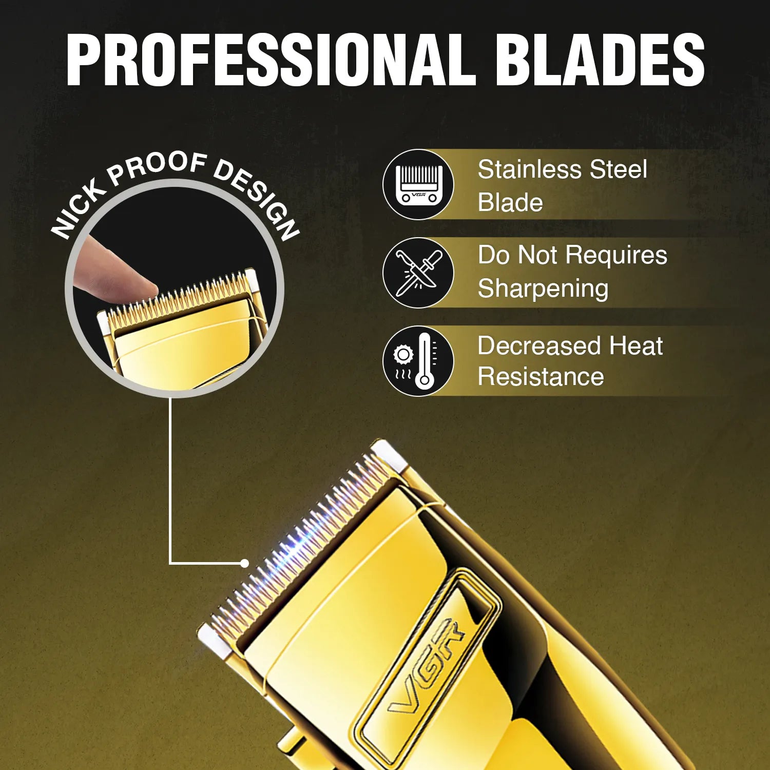 VGR V-681 Hair Clipper For Men, Gold