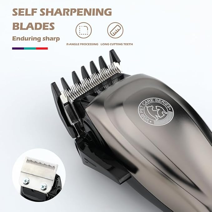 VGR V-206 Professional Pet Clipper | Heavy-Duty Grooming Kit for Pet - Silver - vgrofficial.in