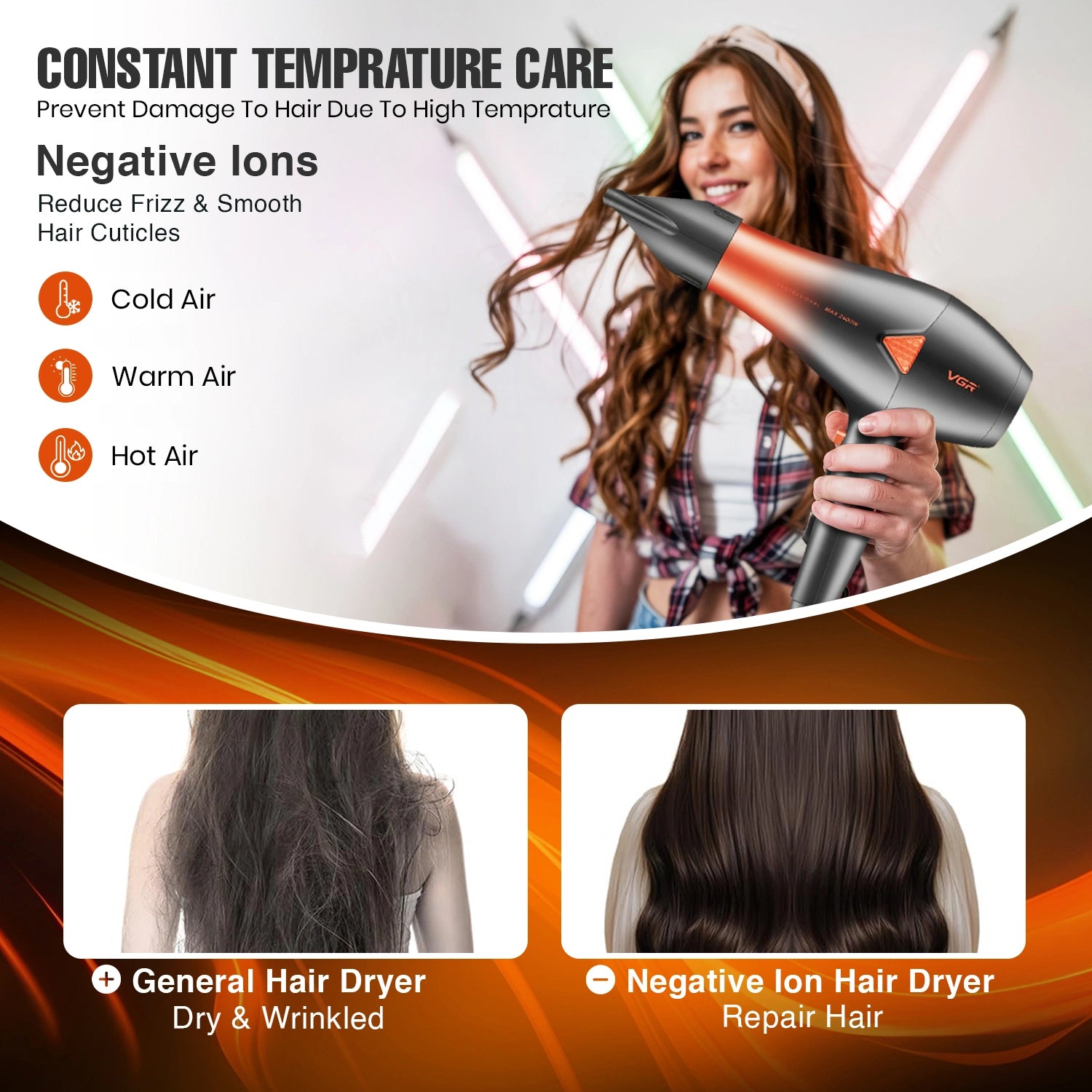 VGR V-455 Professional Hair Dryer for Both Men and Women