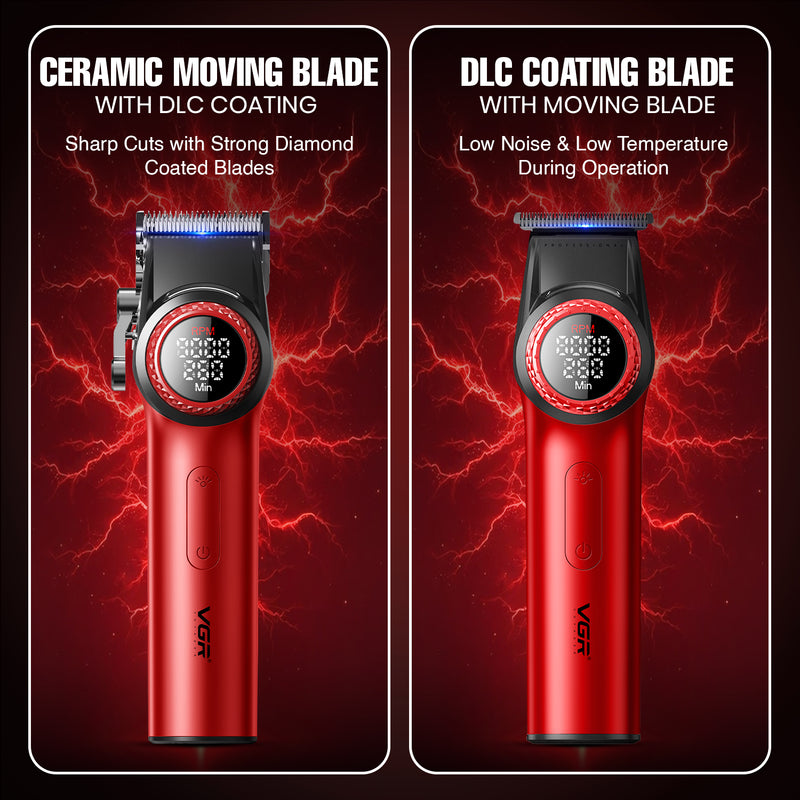 VGR V-001PRO & V-977 Professional Barber Combo , Red