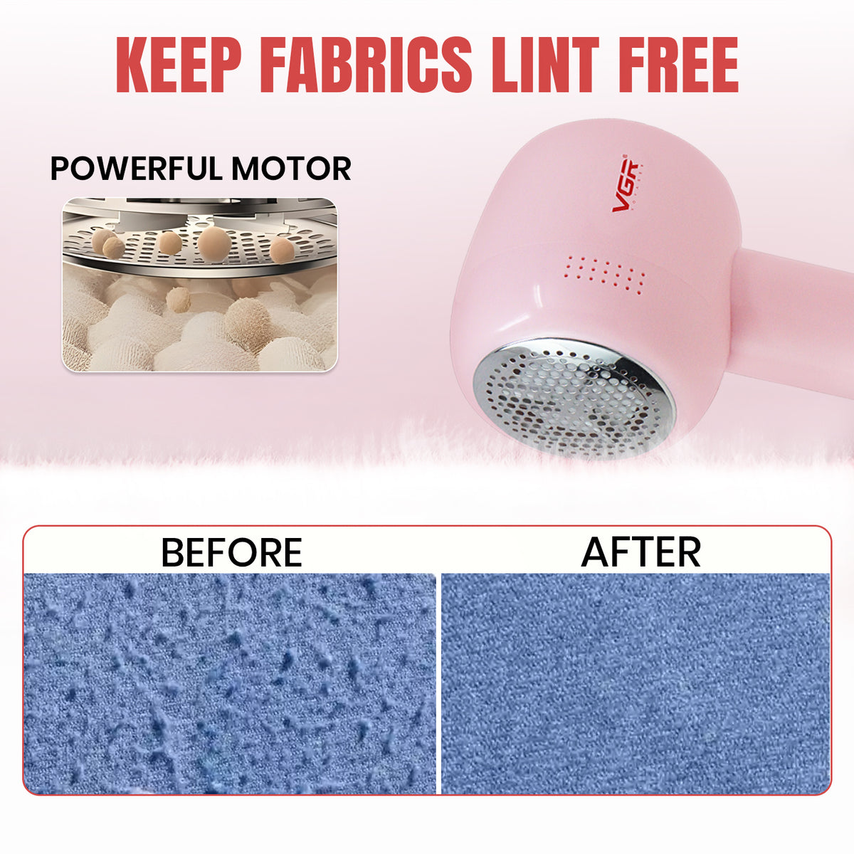 VGR V-813 Professional Rechargeable Lint Remover, Pink