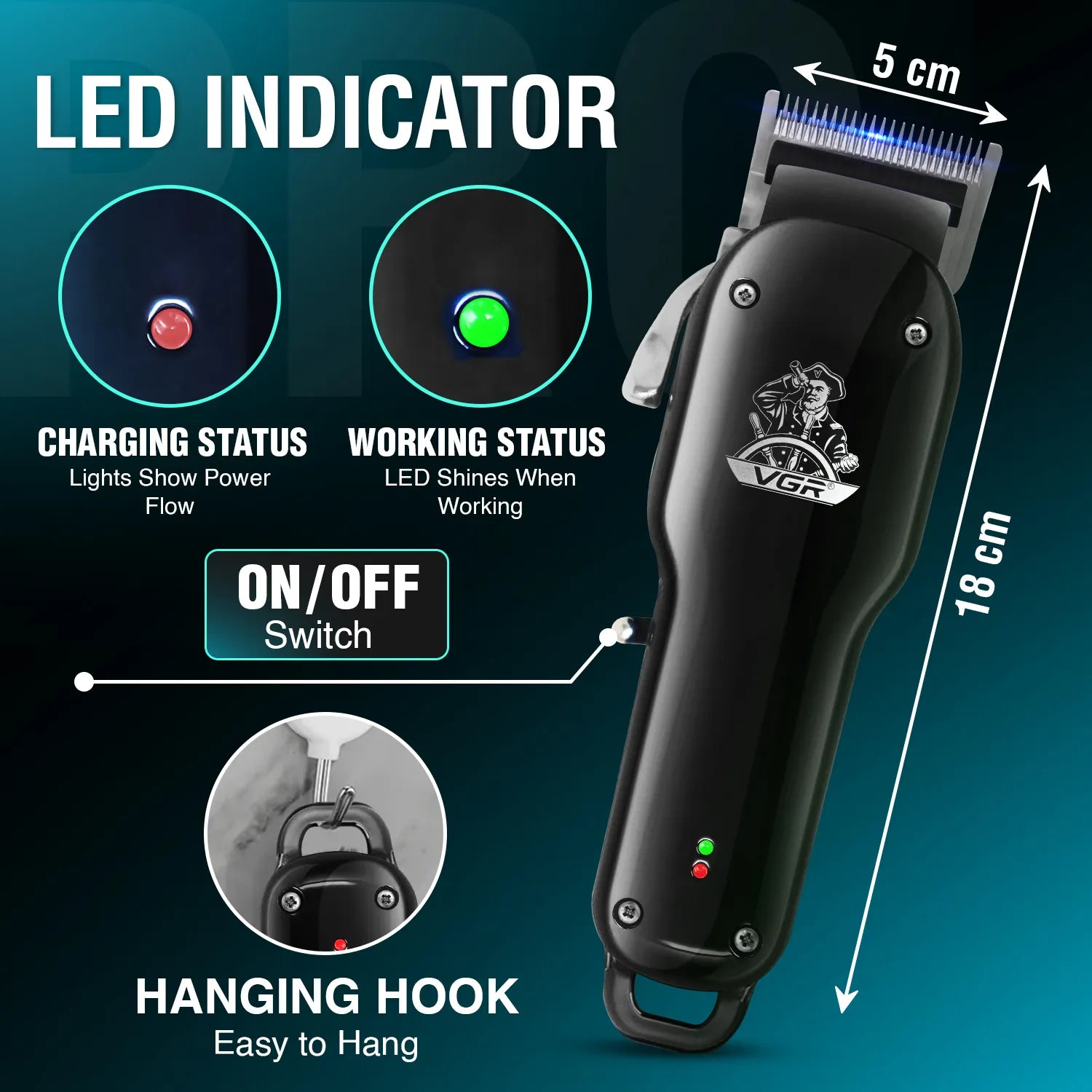 VGR V-679 Hair Clipper For Men