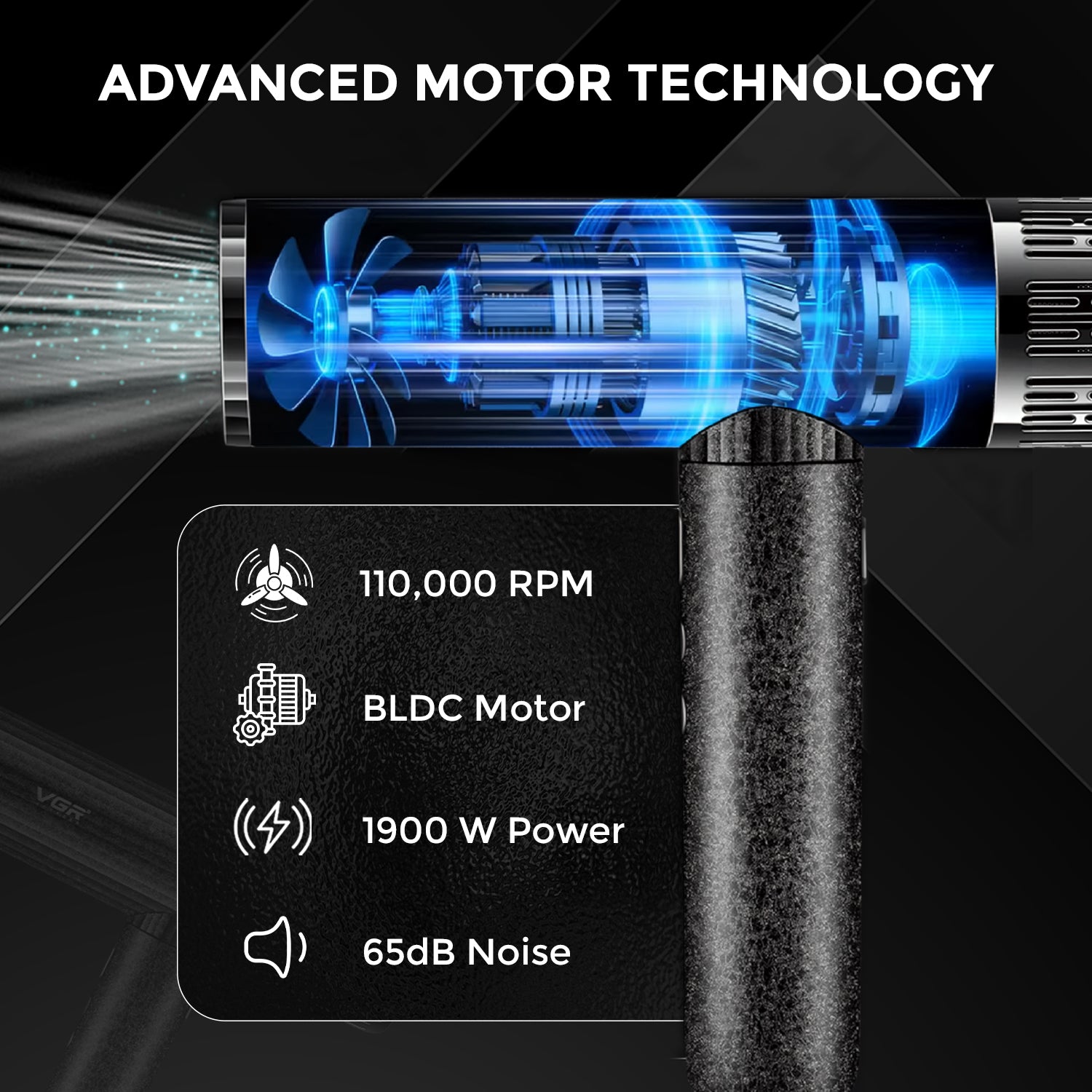 VGR V-640HD Professional Hair Dryer | Barber Series | 1600–1900W High-Speed BLDC Motor