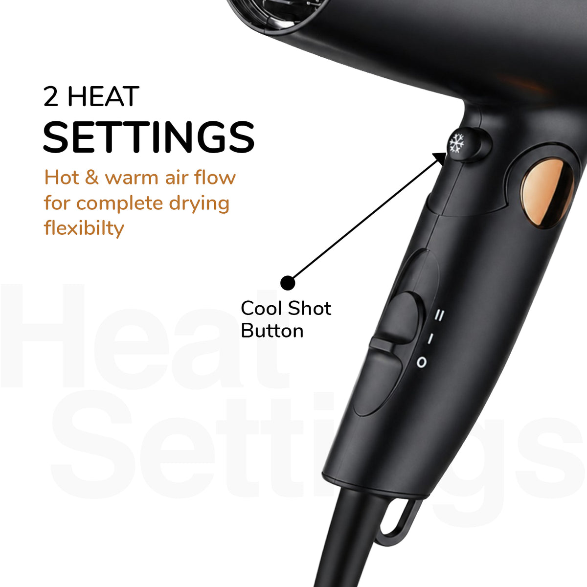 VGR V-439 Professional Hair Dryer For Women with 2 Speed Settings, Cool Shot, Black