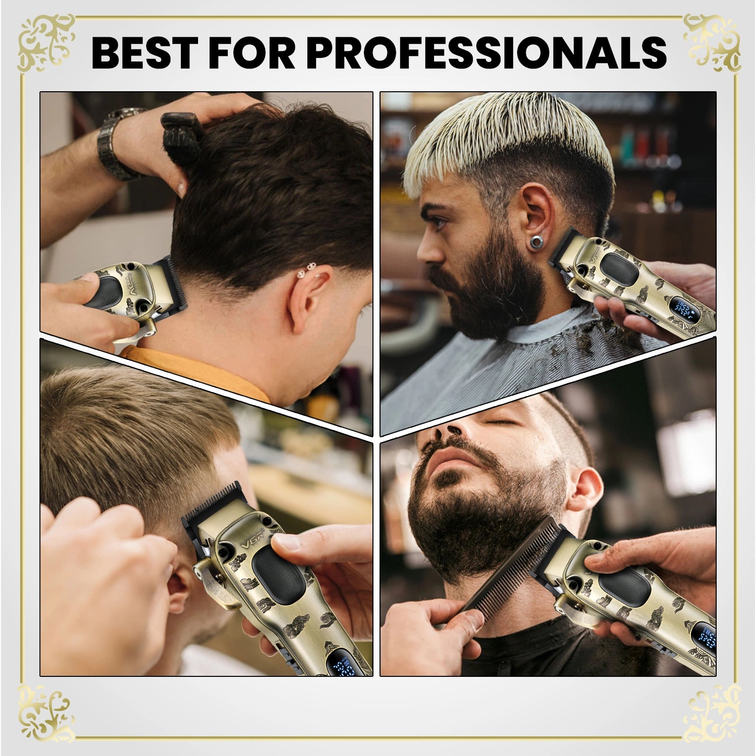 VGR V-027 Professional Cord/Cordless Hair Clipper for Men's (Gold)