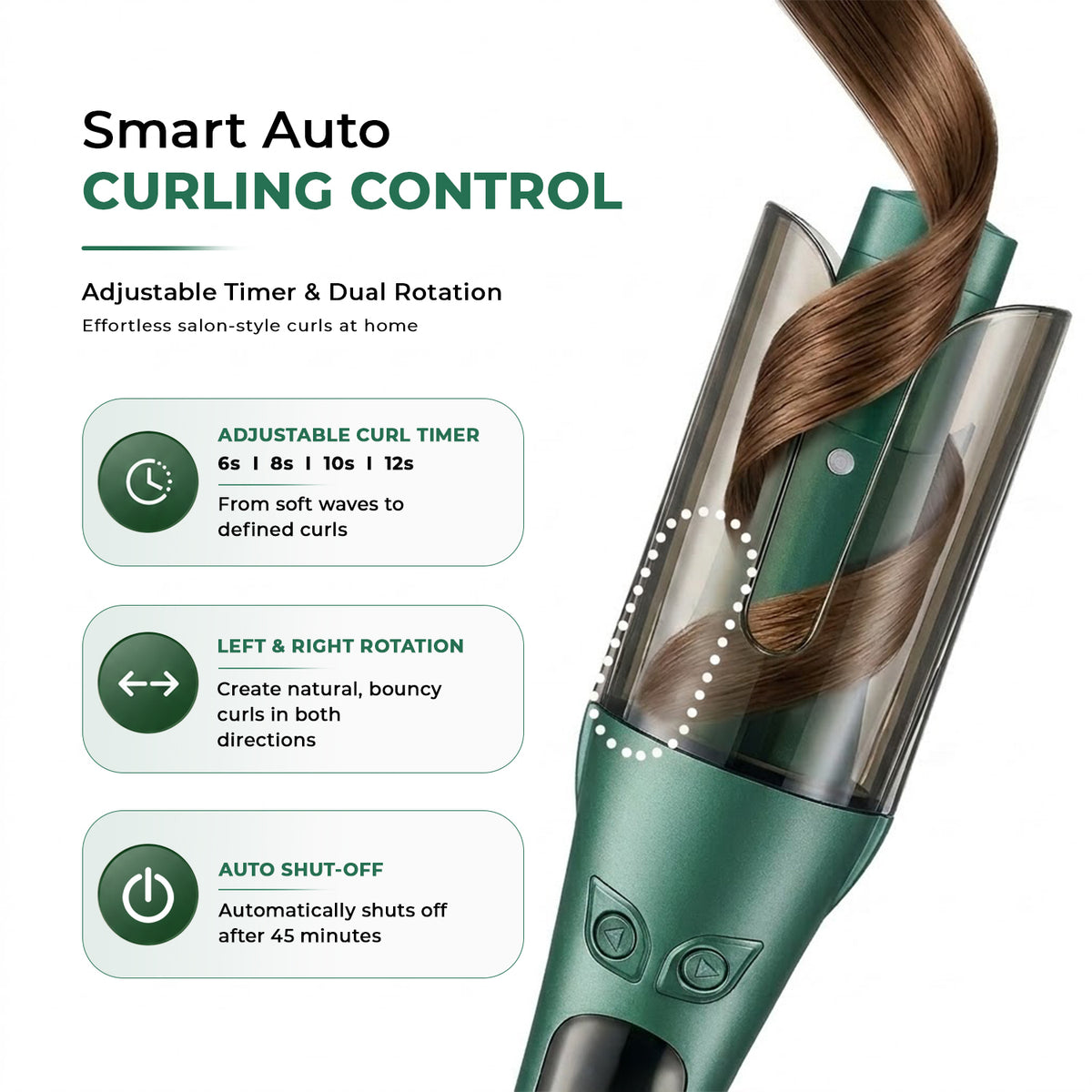VGR V-583 Automatic Hair Curler For Women (Green)