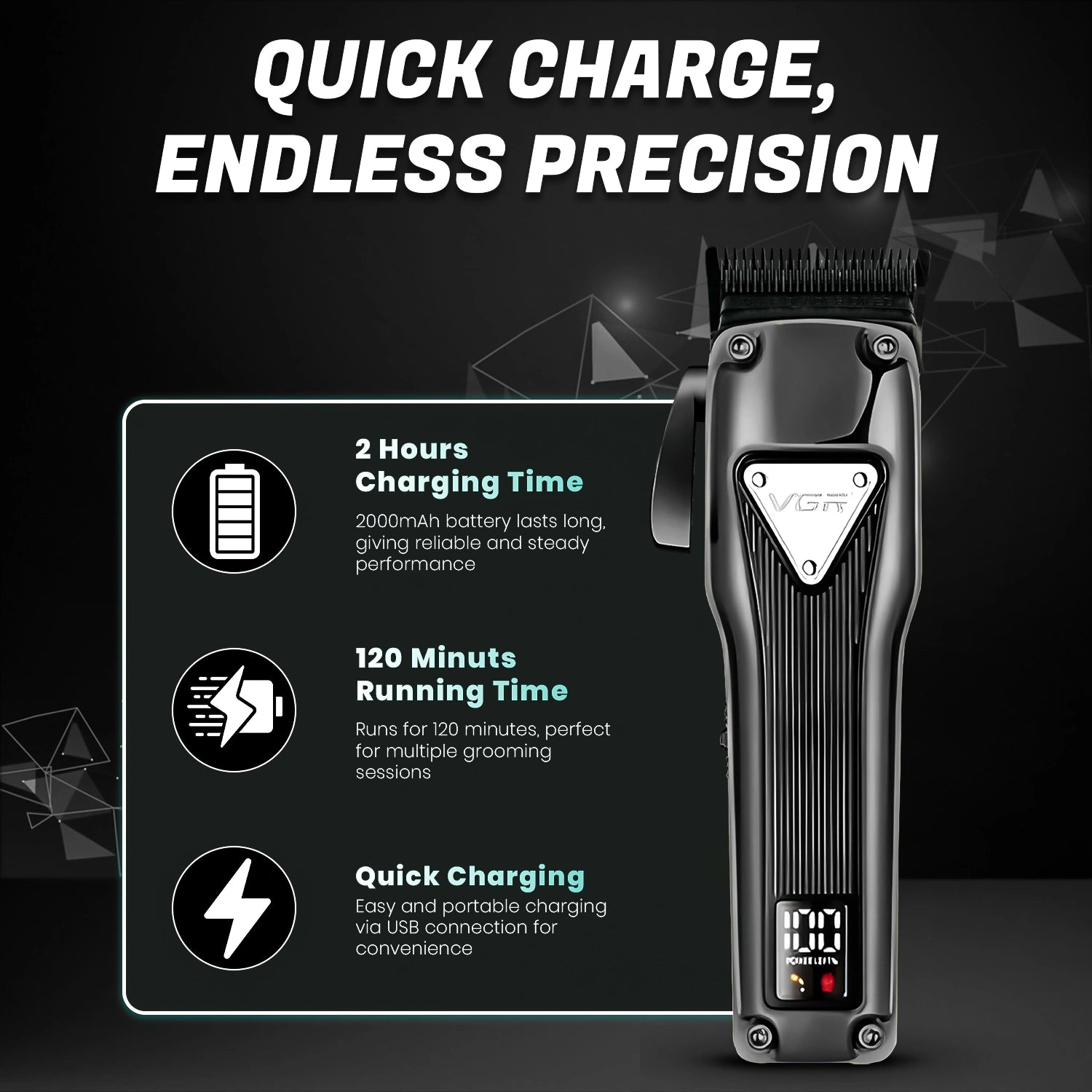 VGR V-137 Professional Cord/Cordless Hair Clipper for Men's (Gold/Black)