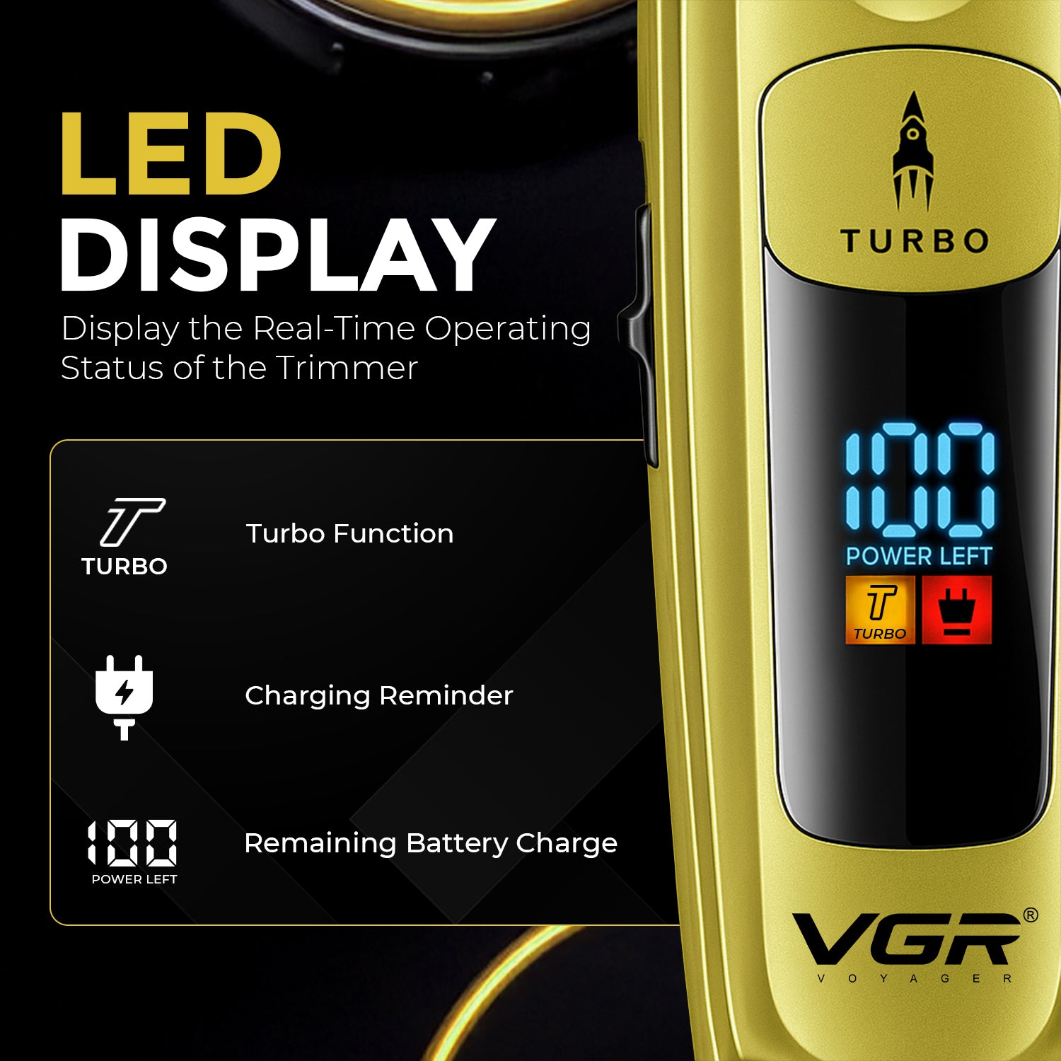 VGR V-274 Professional Hair Trimmer with Ceramic-Titanium Blades & Turbo Function