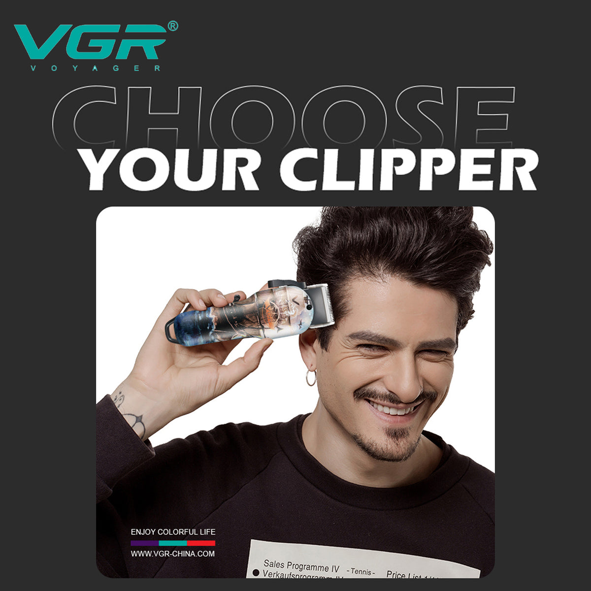 VGR V-690 Hair Clipper For Men, Stainless Steel Blade, 150 Min Runtime, 1400mAh, Brown