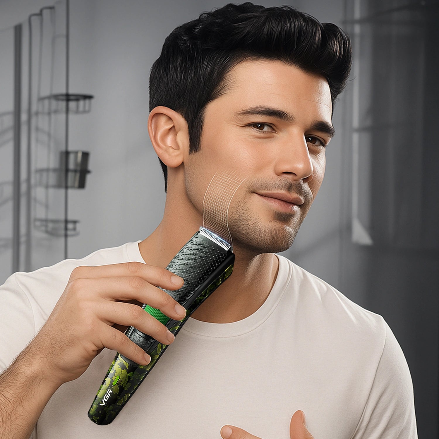 VGR V-053 Hair Trimmer For Men, Army Green