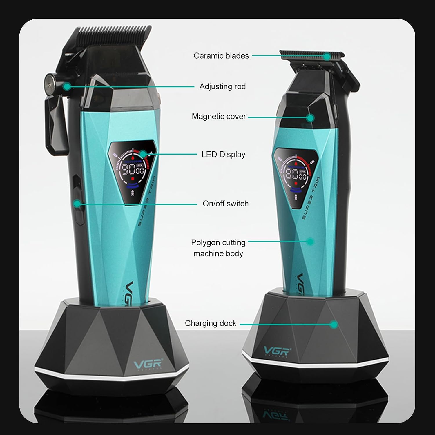 VGR 877S3 3-in-1 Professional Barber Kit with Hair Clipper, Trimmer & Foil Shaver, Blue & Black