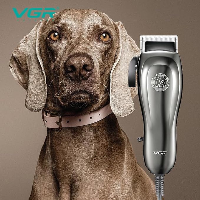 VGR V-206 Professional Pet Clipper | Heavy-Duty Grooming Kit for Pet - Silver - vgrofficial.in