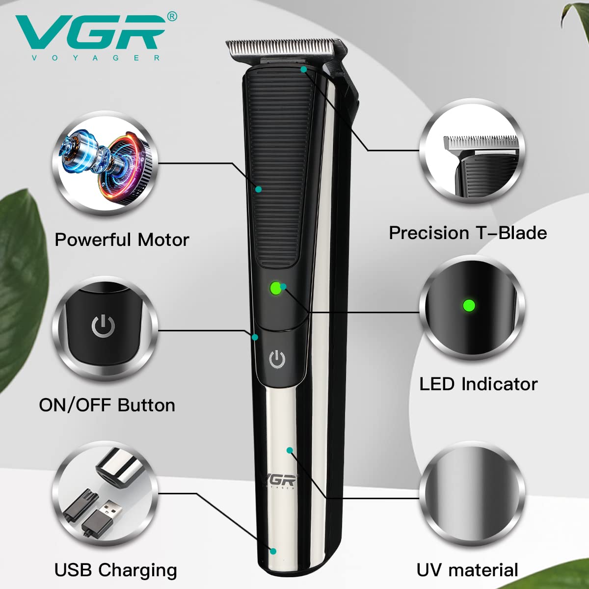 VGR V-926 Professional Hair Trimmer 90 minutes runtime with T Blade and LED Indicator