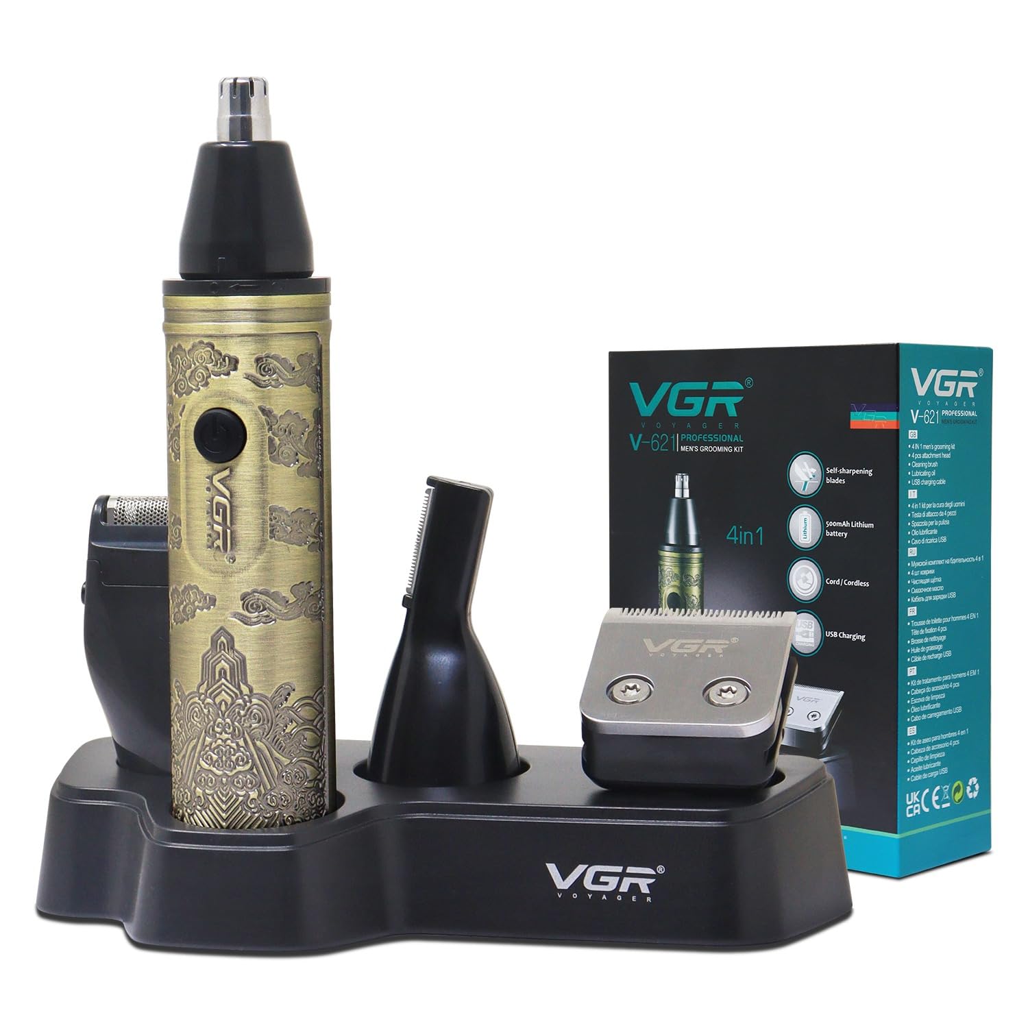 VGR V-621 Professional 4 in 1 Grooming Kit, (Gold)