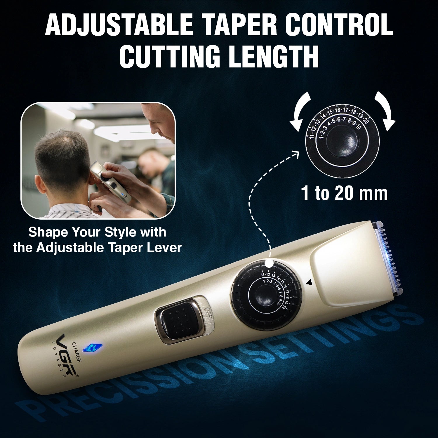 VGR V-031 Hair Trimmer For Men, Silver