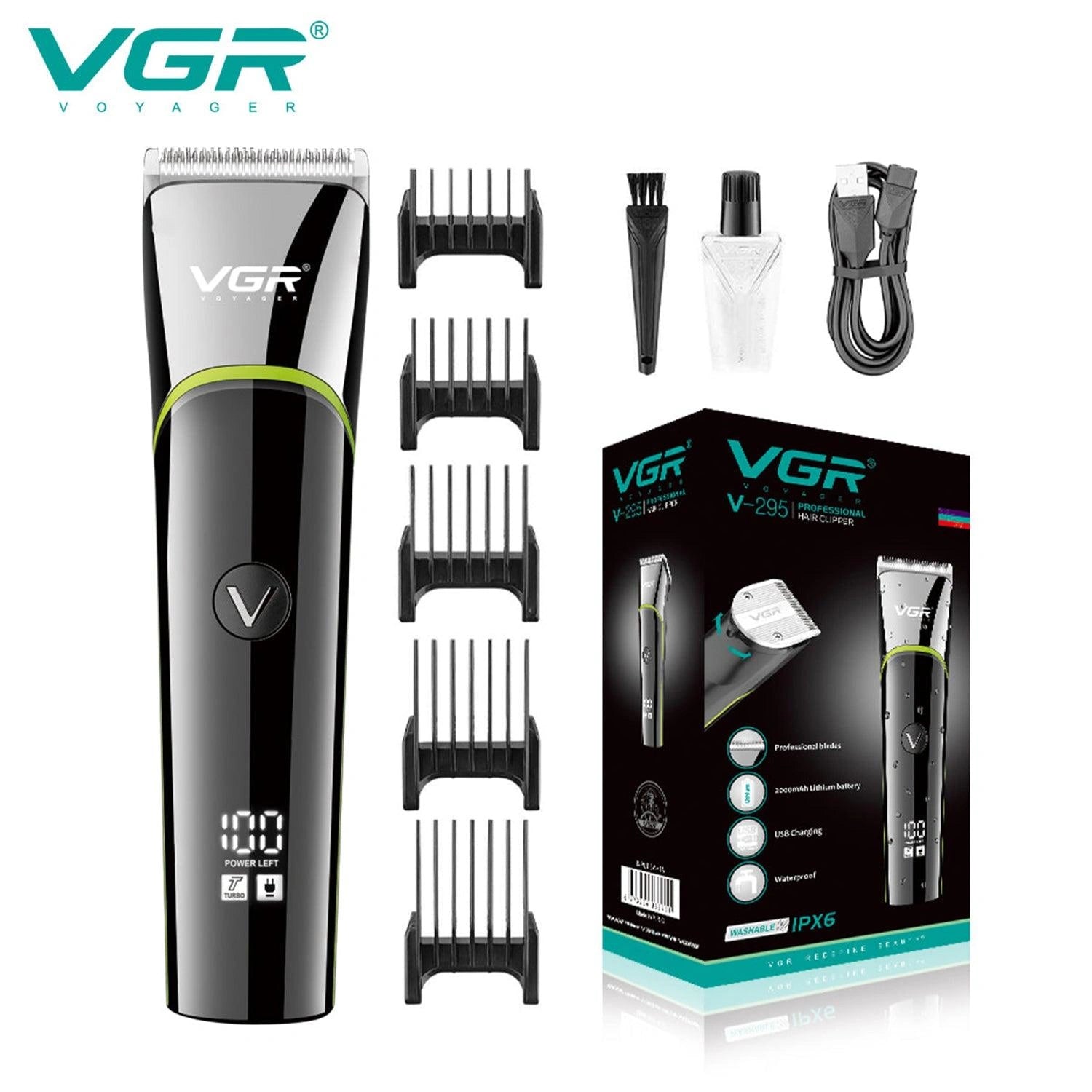 VGR V-295 IPX6 Waterproof Hair Clipper For Men, Black
