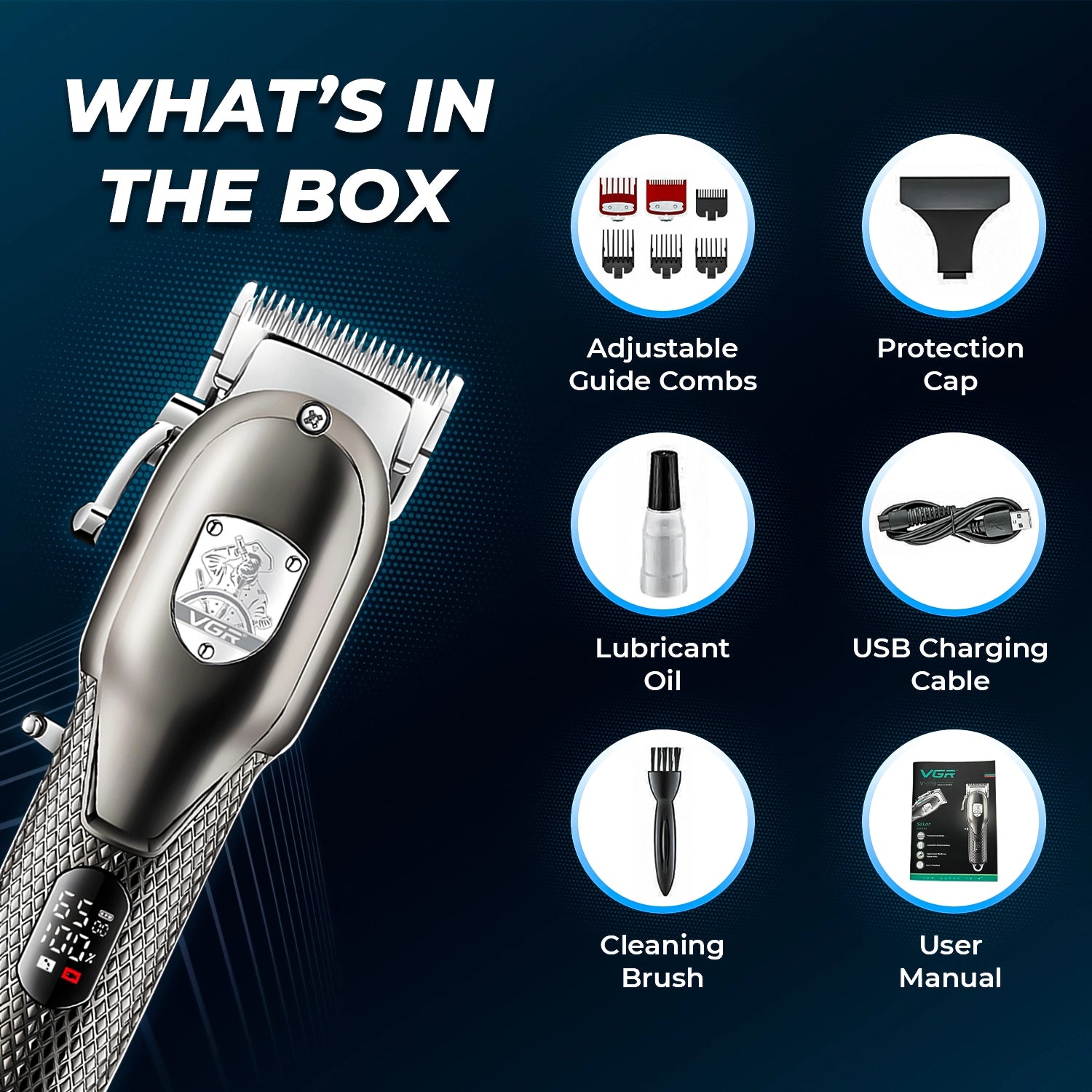 VGR V-276 Professional Salon Quality Hair Clipper for Men's (Sliver)