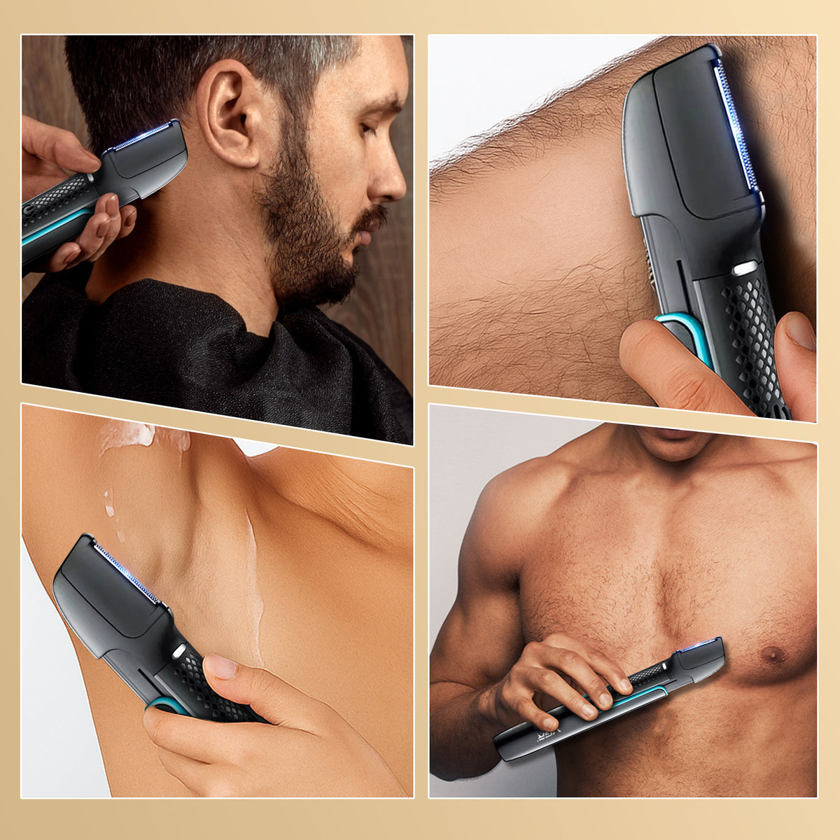 VGR V-602 Body Hair Trimmer for Men, IPX6 Waterproof, 120 Min Runtime, Black