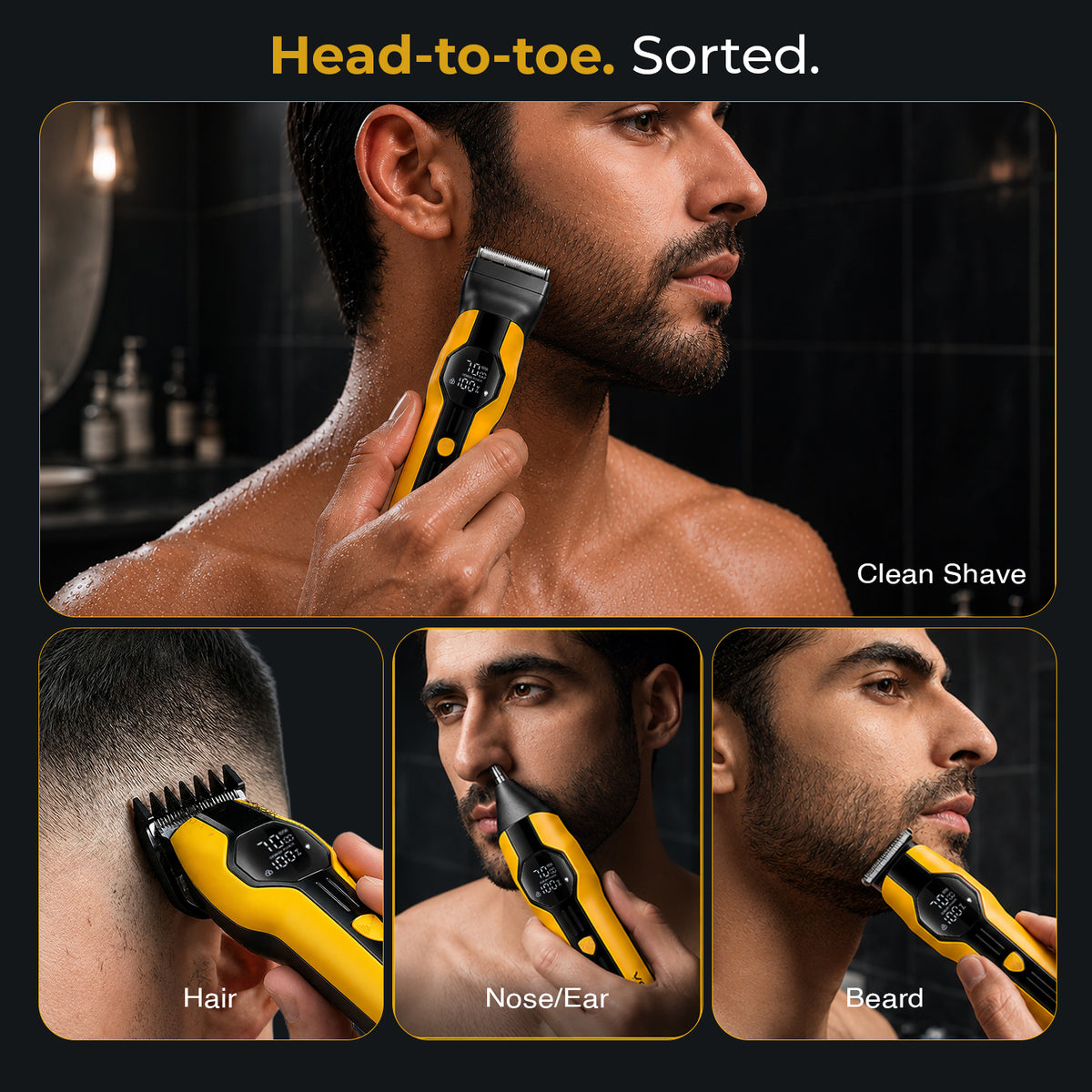 VGR V-173 Professional Grooming Kit with 210 Min Runtime, Yellow
