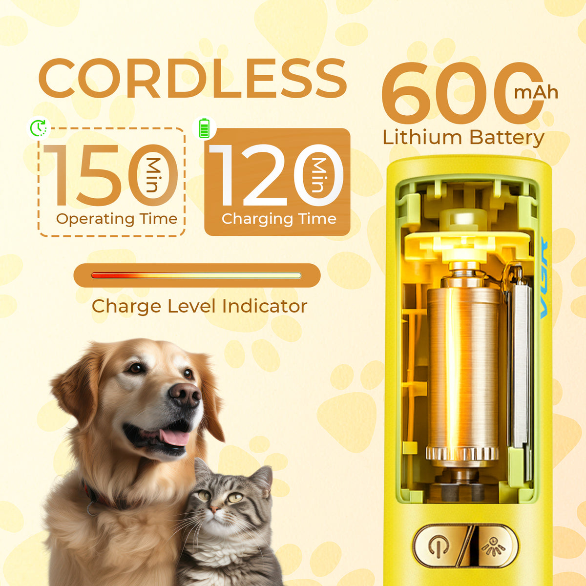 VGR V-219 Professional Pet Trimmer with 150 Min Runtime, Green