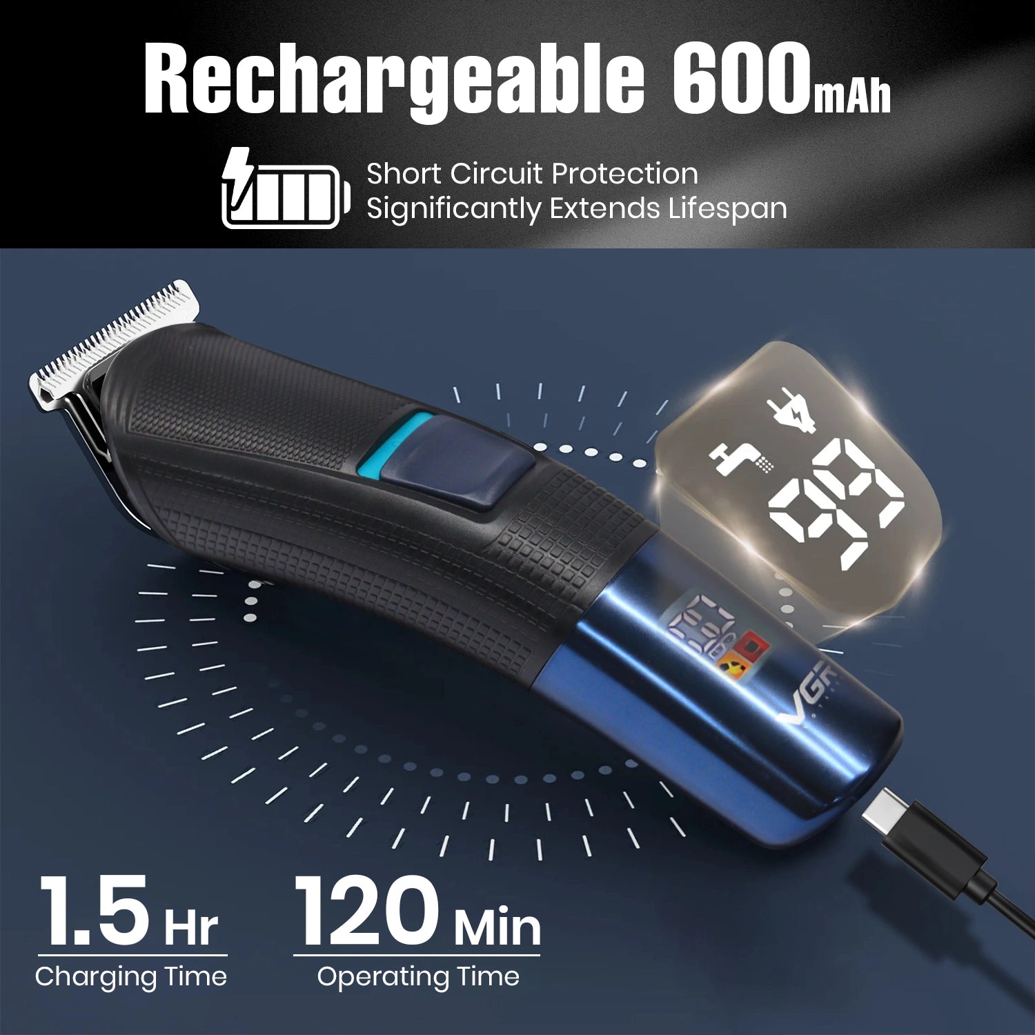VGR V-108 Professional 10-in-1 Men’s Grooming Kit with Led Display