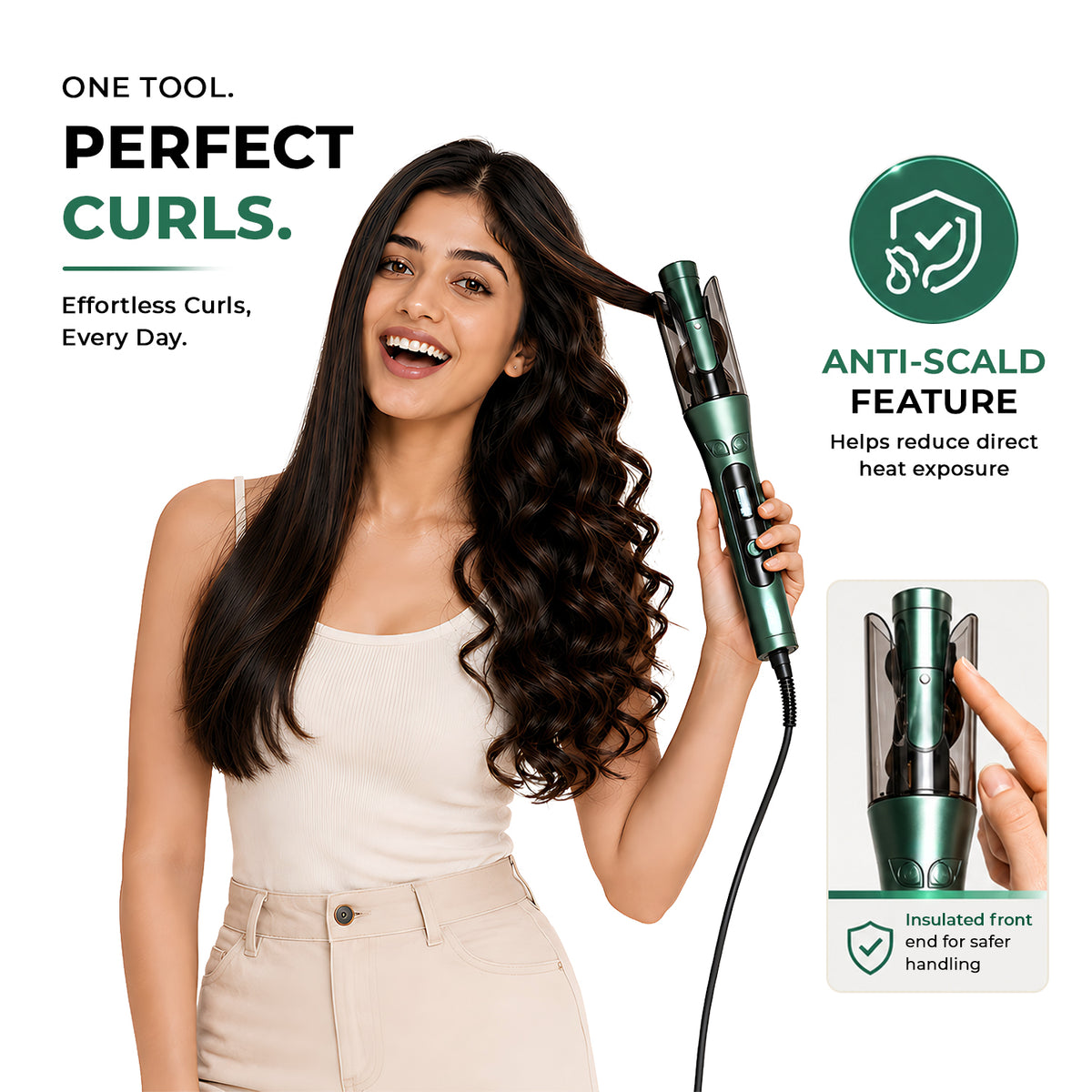 VGR V-583 Automatic Hair Curler For Women (Green)
